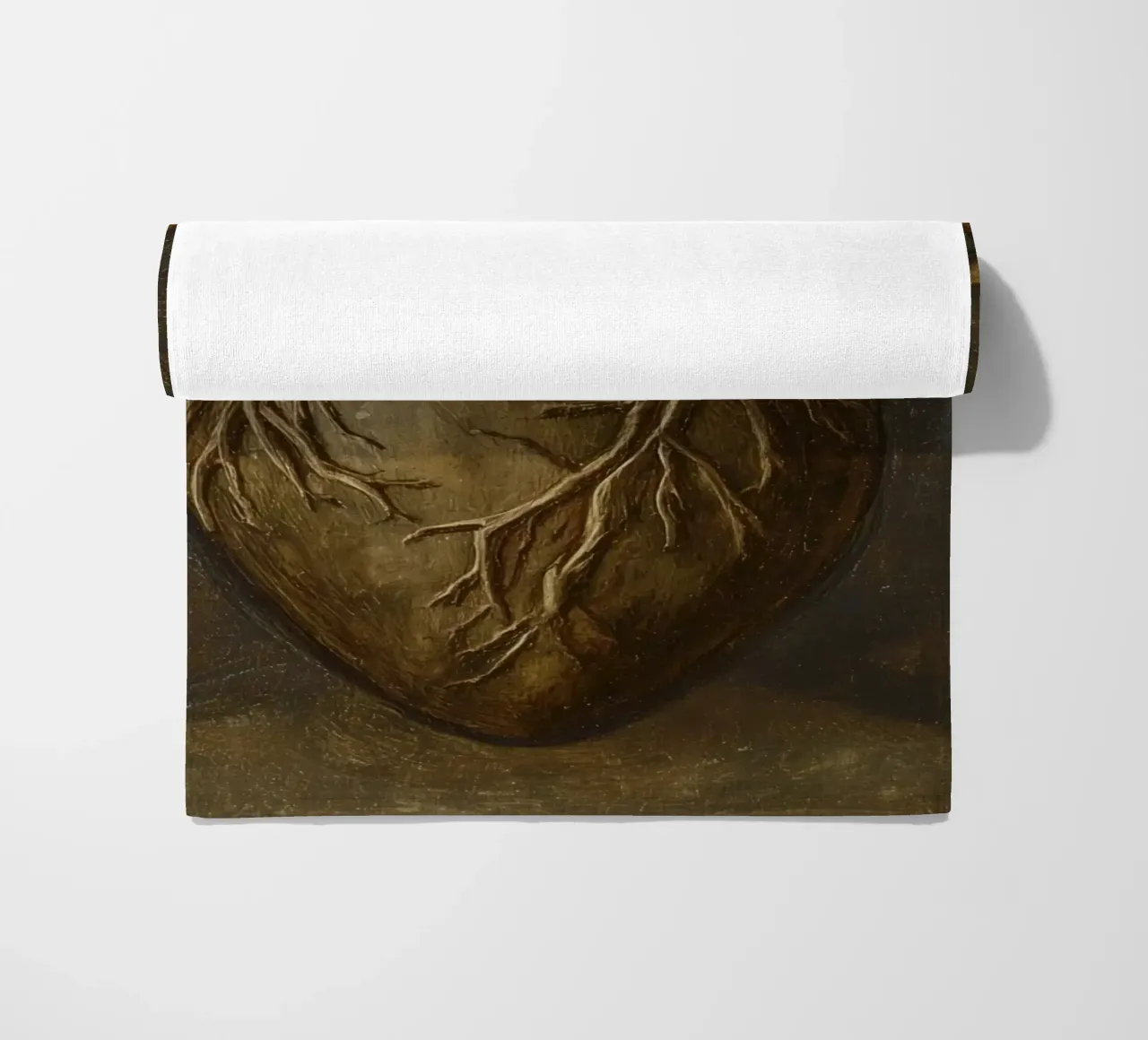 Human heart with tree-like structures in a dark background beach towel by DesignDoodle