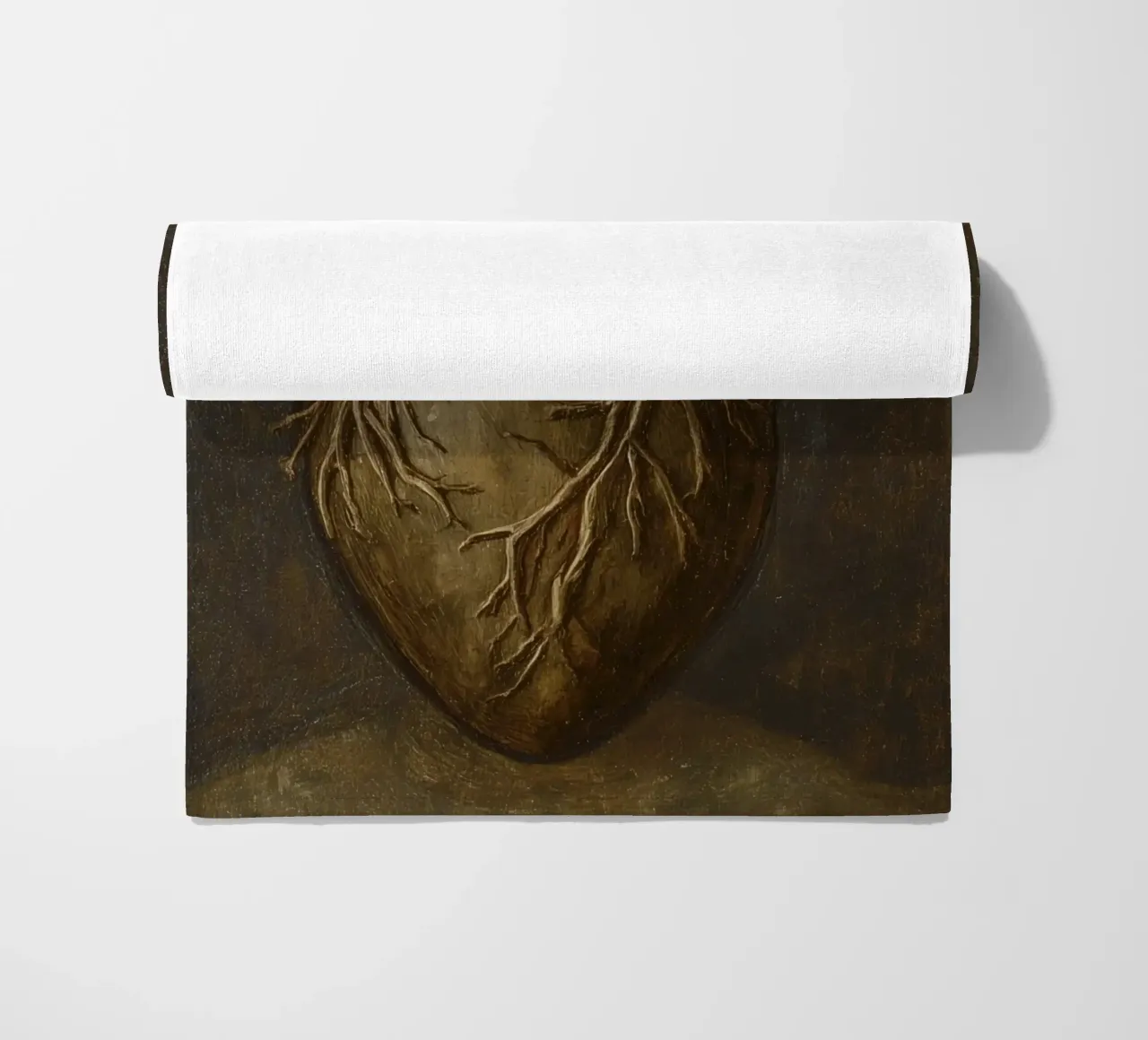 Human heart with tree-like structures in a dark background beach towel by DesignDoodle
