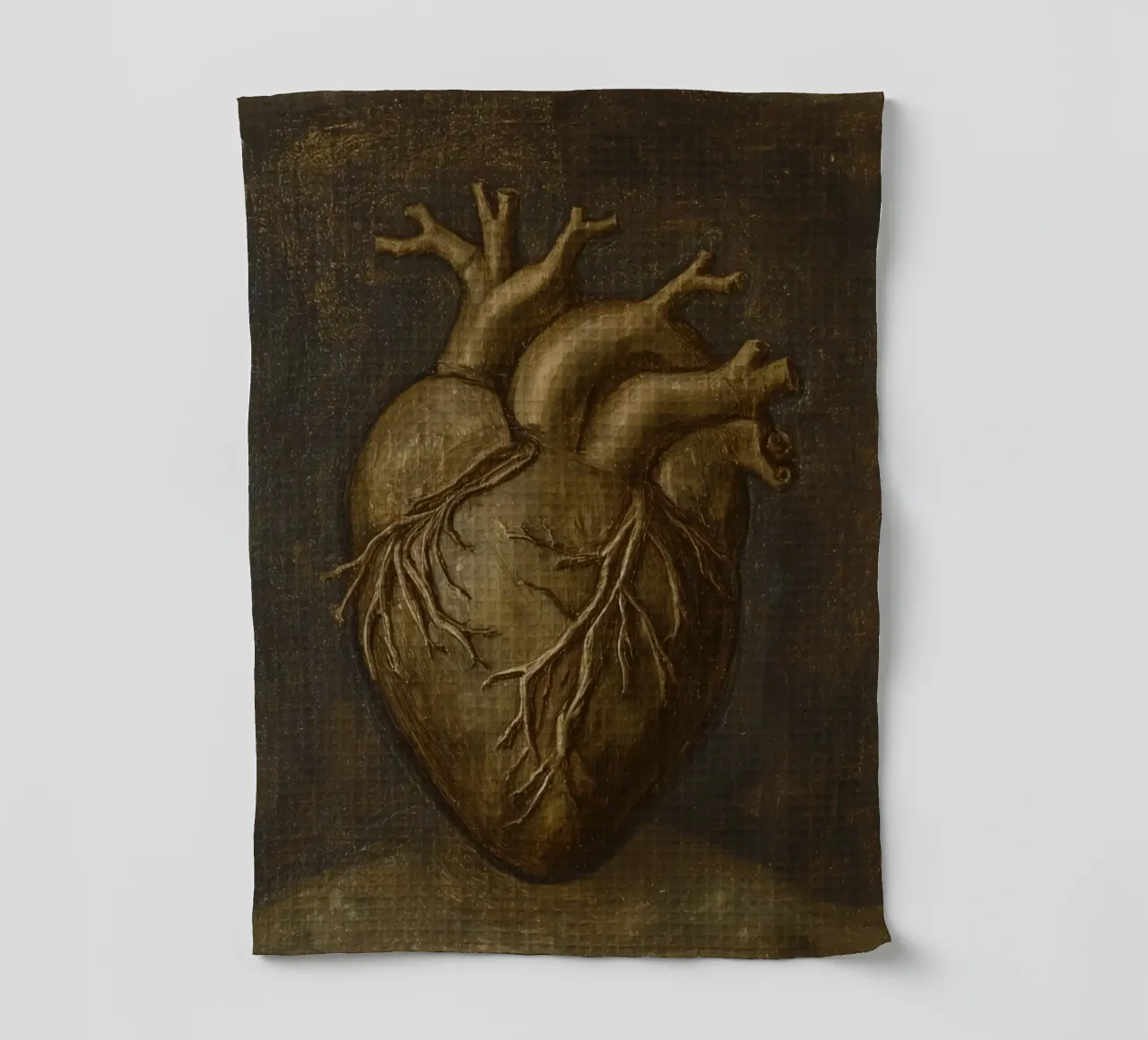 Human heart with tree-like structures in a dark background tea towel by DesignDoodle