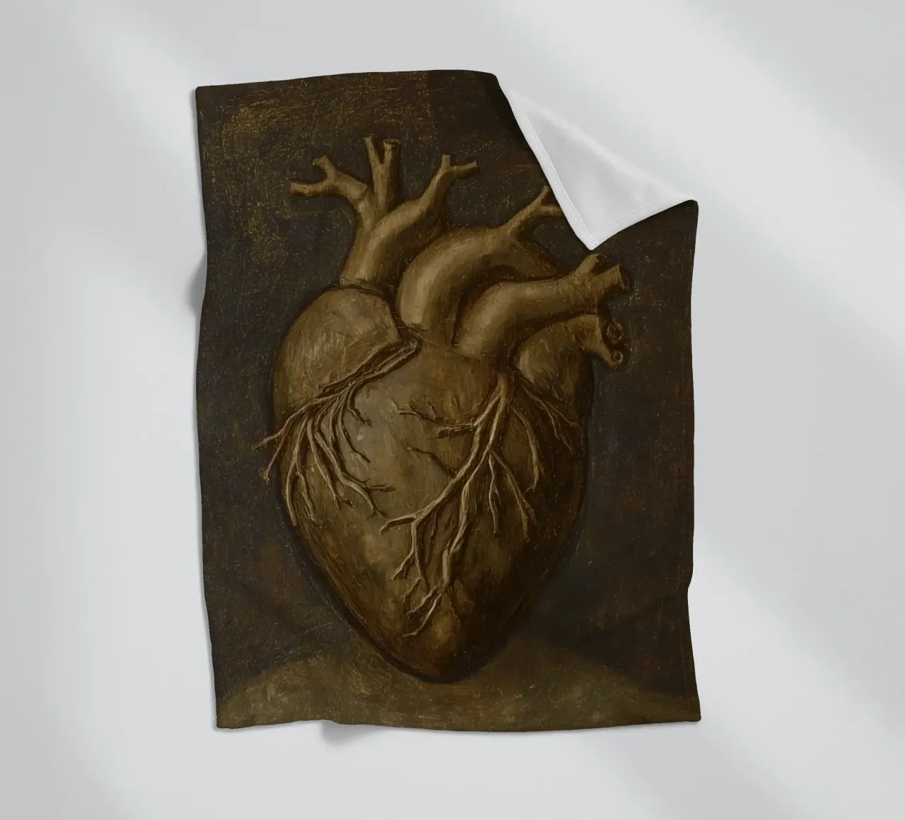 Human heart with tree-like structures in a dark background fleece blanket by DesignDoodle