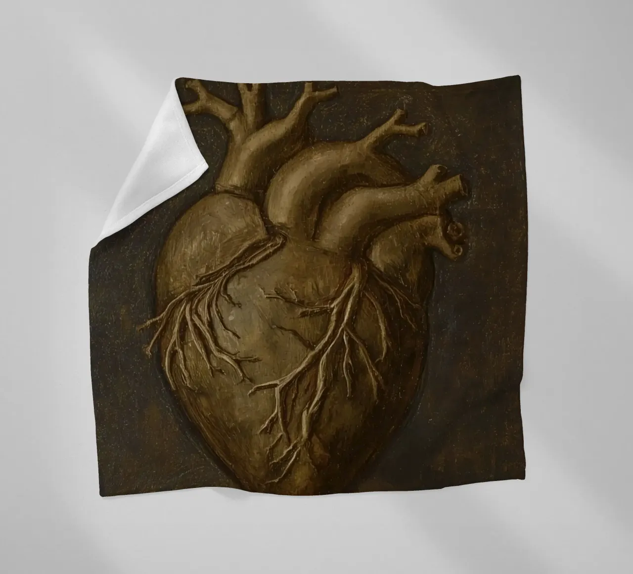 Human heart with tree-like structures in a dark background fleece blanket by DesignDoodle