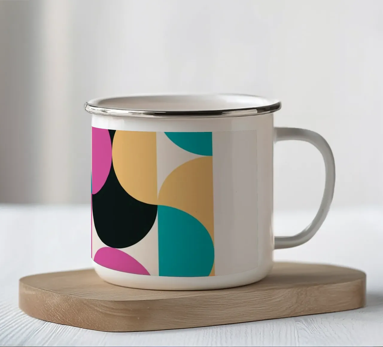 Retro Pop Art Geometrie Patroon - Modern & Kleurrijk emaille mok van Studio Vibe