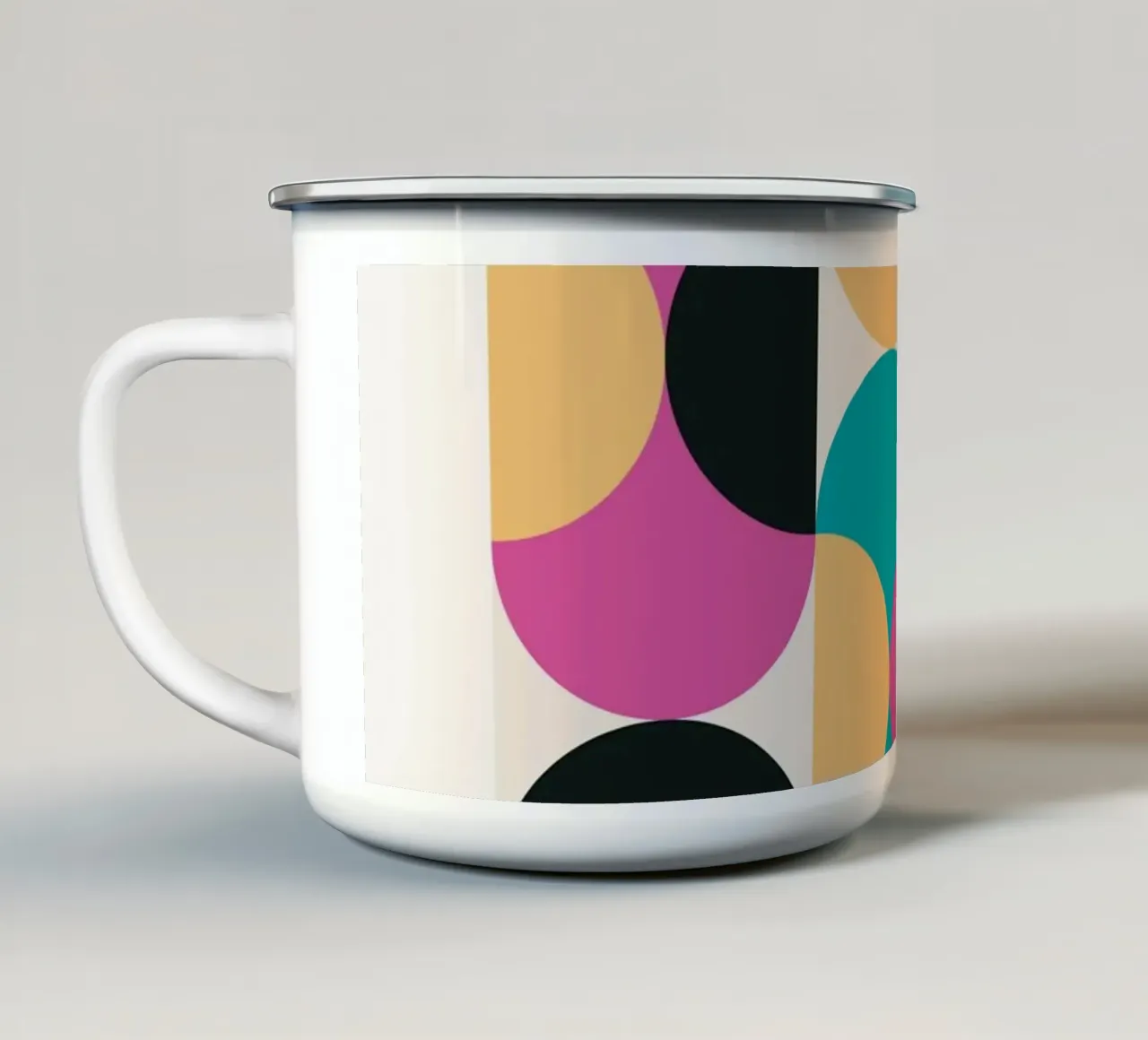 Retro Pop Art Geometrie Patroon - Modern & Kleurrijk emaille mok van Studio Vibe