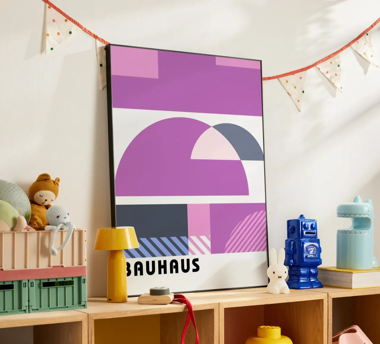 Grafica Bauhaus - Design geometrico in rosa alluminio dibond da Studio Vibe