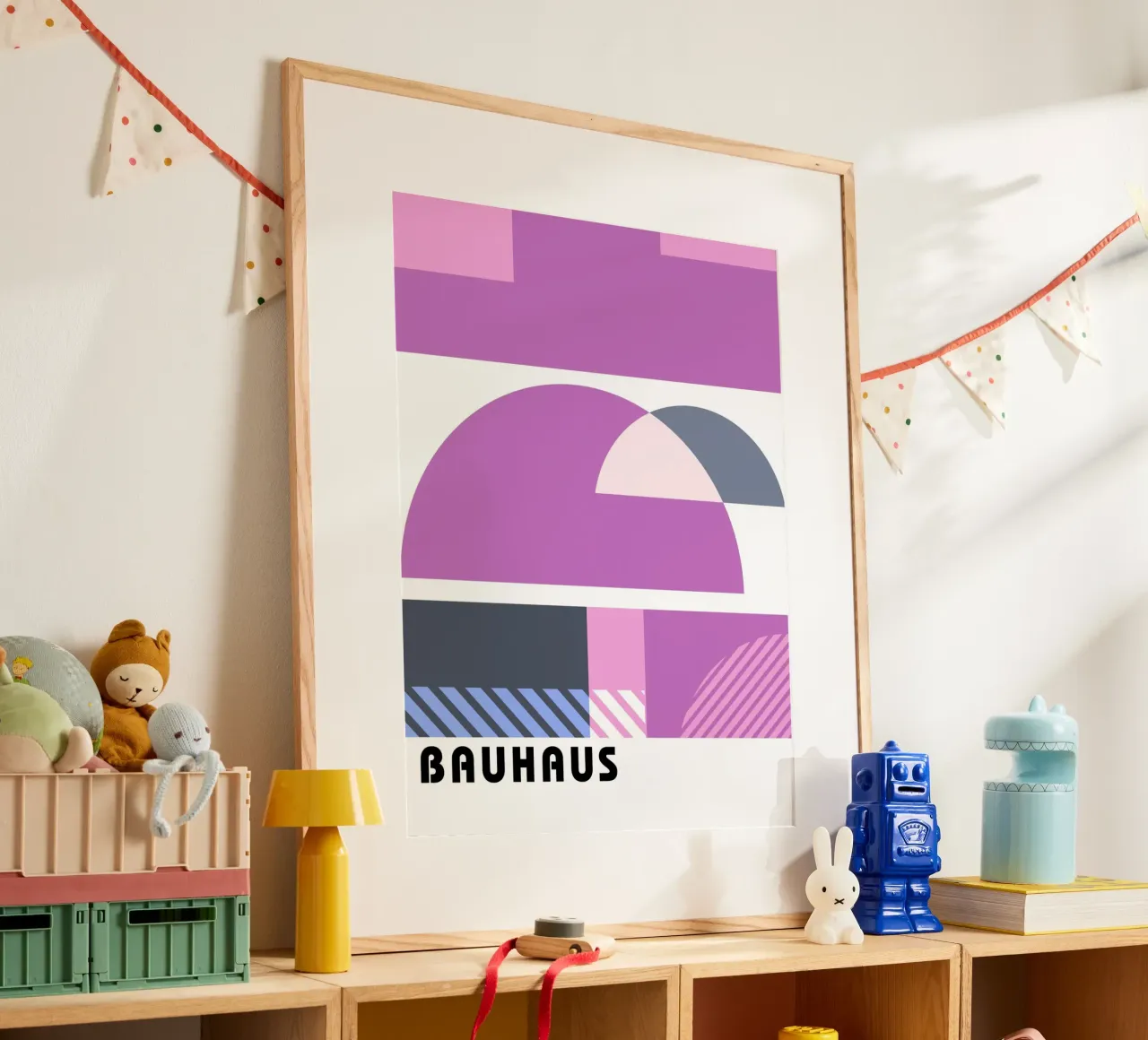 Grafica Bauhaus - Design geometrico in rosa carta hahnemühle da Studio Vibe