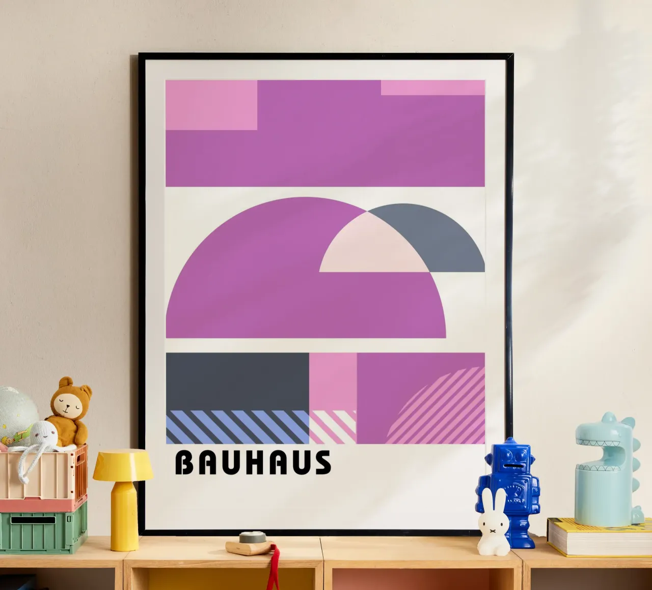 Grafica Bauhaus - Design geometrico in rosa carta hahnemühle da Studio Vibe