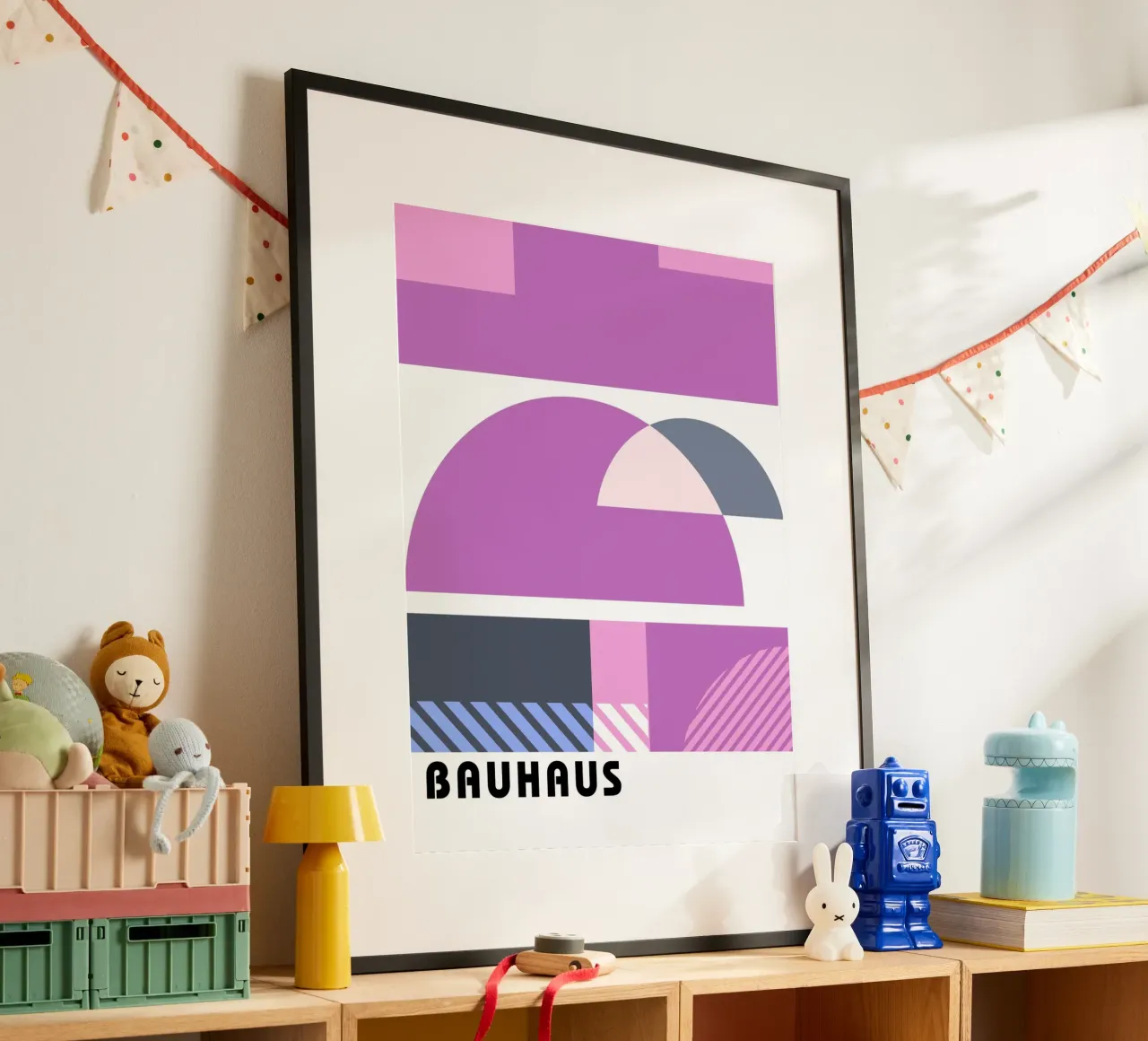 Grafica Bauhaus - Design geometrico in rosa carta hahnemühle da Studio Vibe