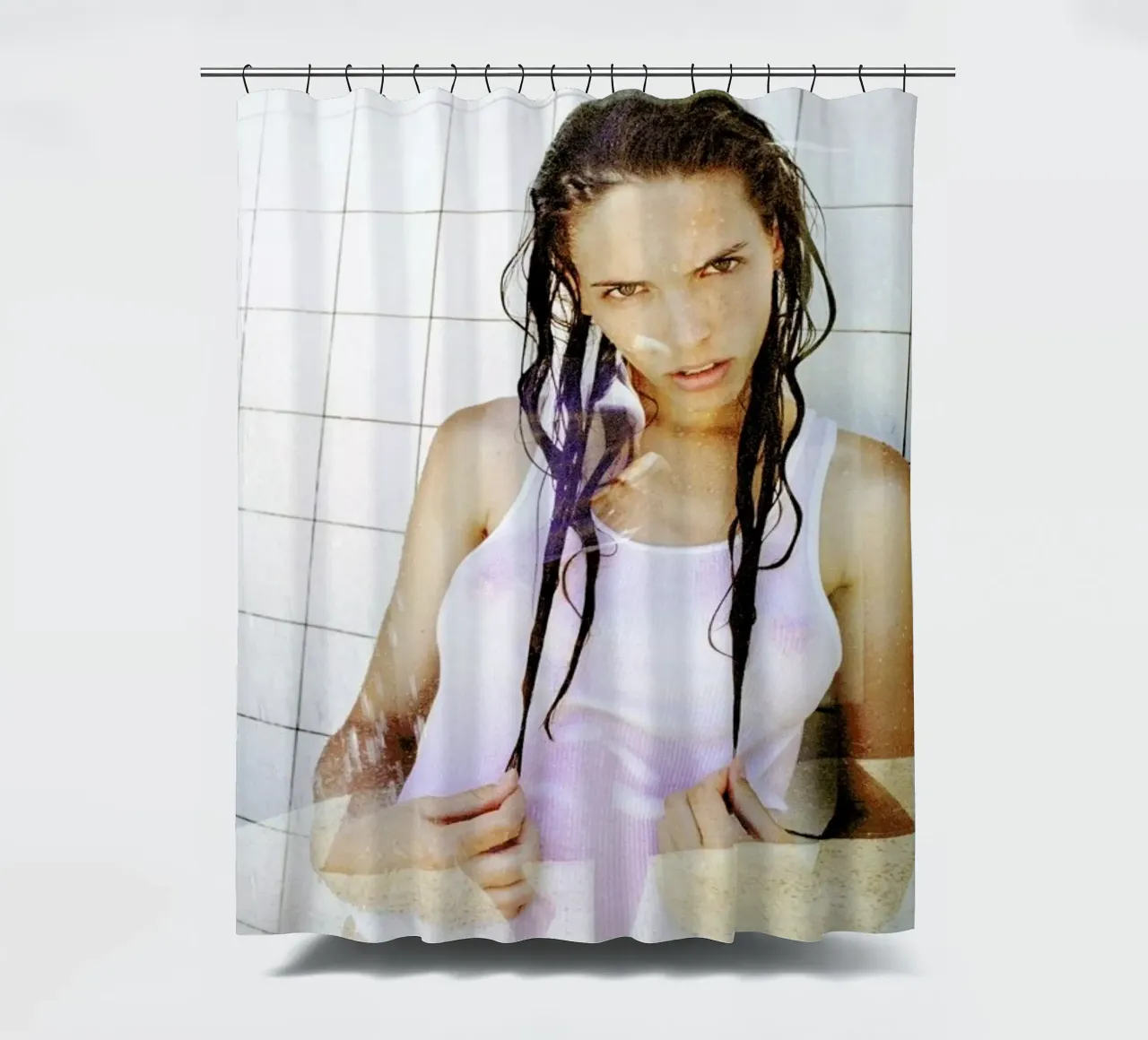 Jessica 2 shower curtain by Aysha Banos