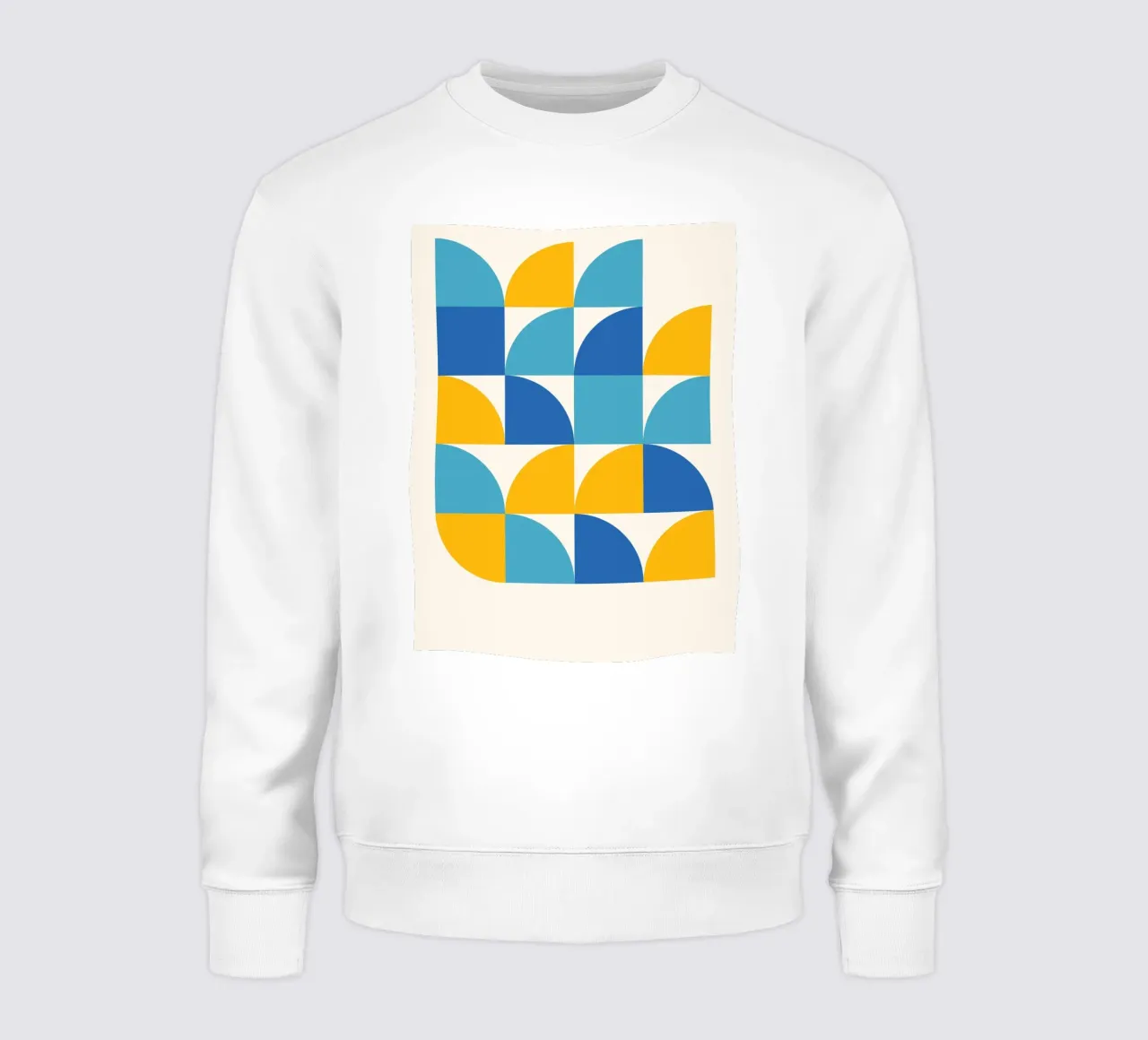 Stampa geometrica blu-giallo - Moderna e armoniosa felpa da Studio Vibe