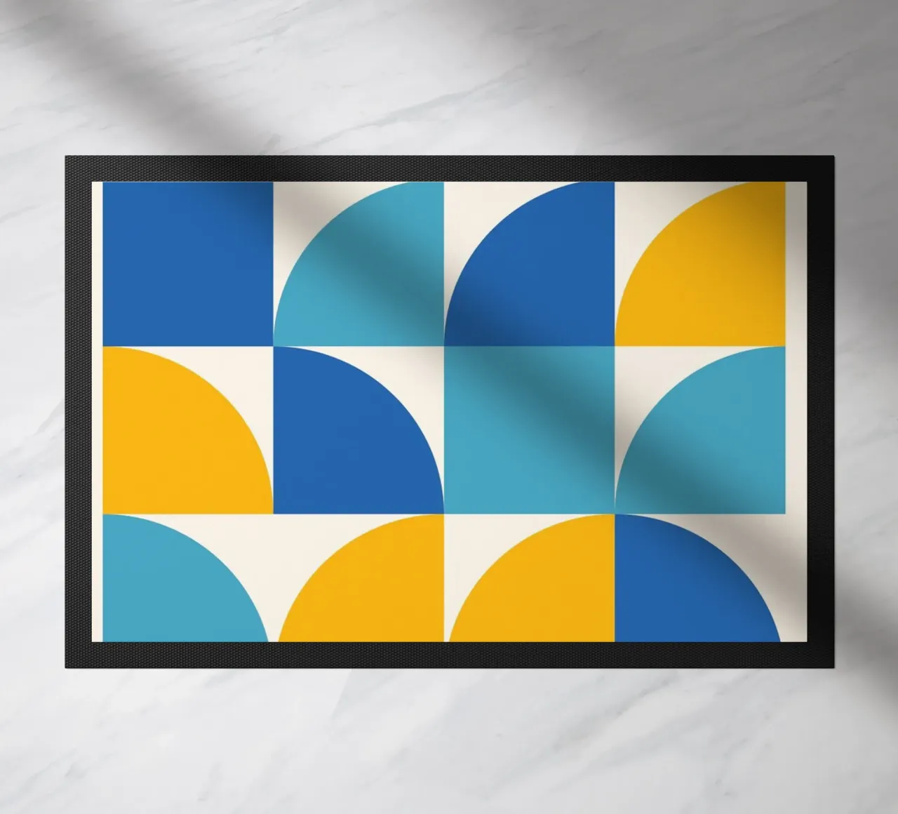 Géométrie Print Bleu Jaune - Moderne & Harmonieux paillasson de Studio Vibe