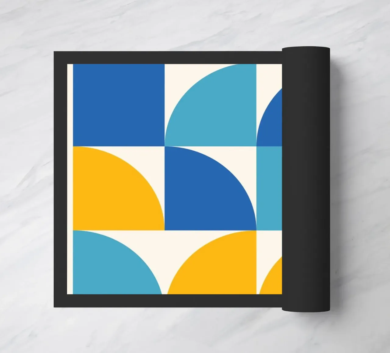 Géométrie Print Bleu Jaune - Moderne & Harmonieux paillasson de Studio Vibe