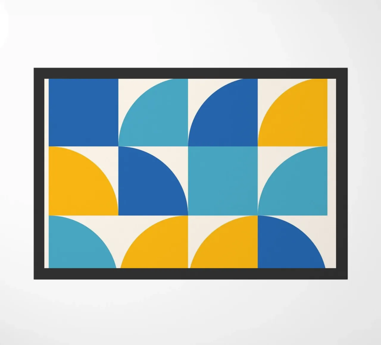 Géométrie Print Bleu Jaune - Moderne & Harmonieux paillasson de Studio Vibe