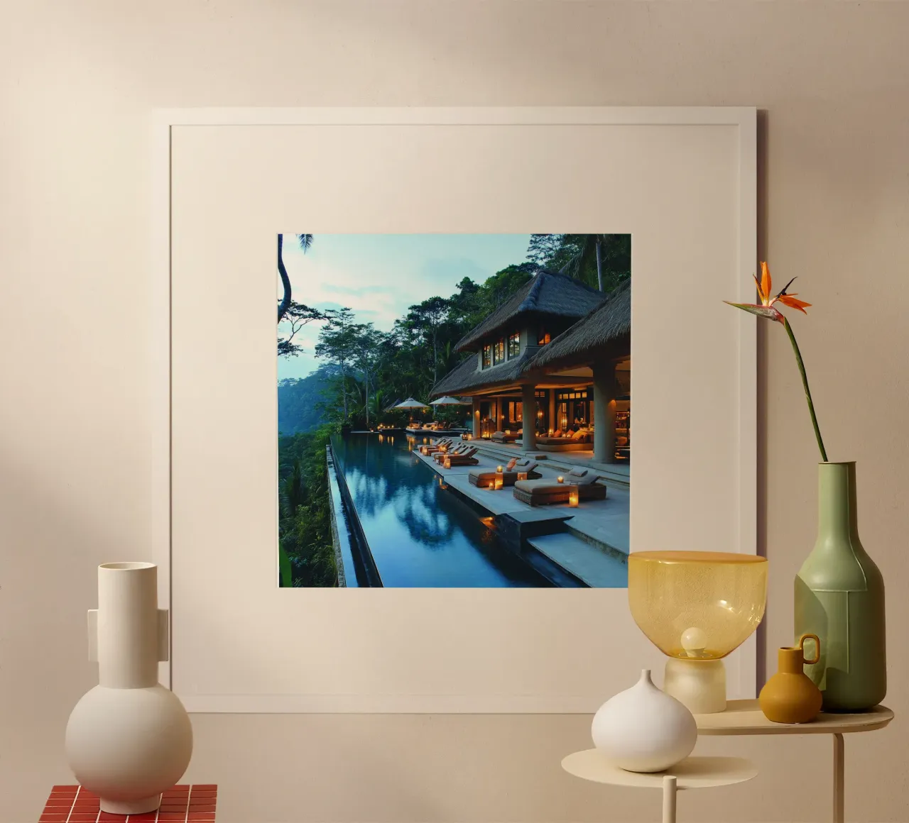 Bali Serenity Rituals poster con telaio in alluminio da Wanderlust Vibes