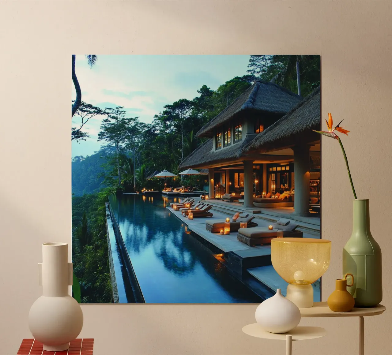 Bali Serenity Rituals poster con telaio in alluminio da Wanderlust Vibes