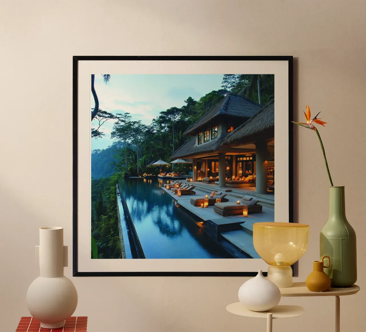 Bali Serenity Rituals poster con telaio in alluminio da Wanderlust Vibes