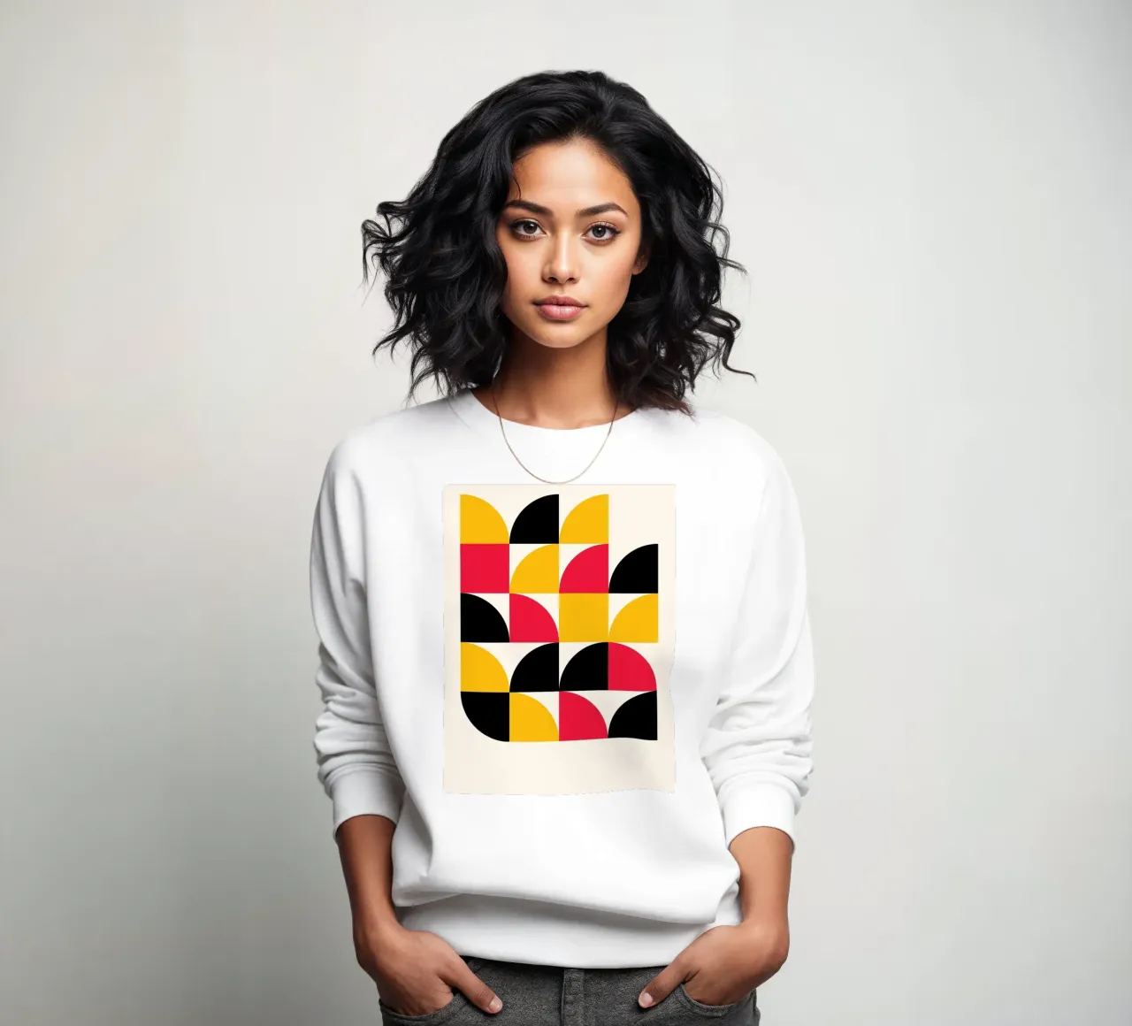 Art géométrique rétro - Rouge Jaune Noir Imprimé sweat de Studio Vibe