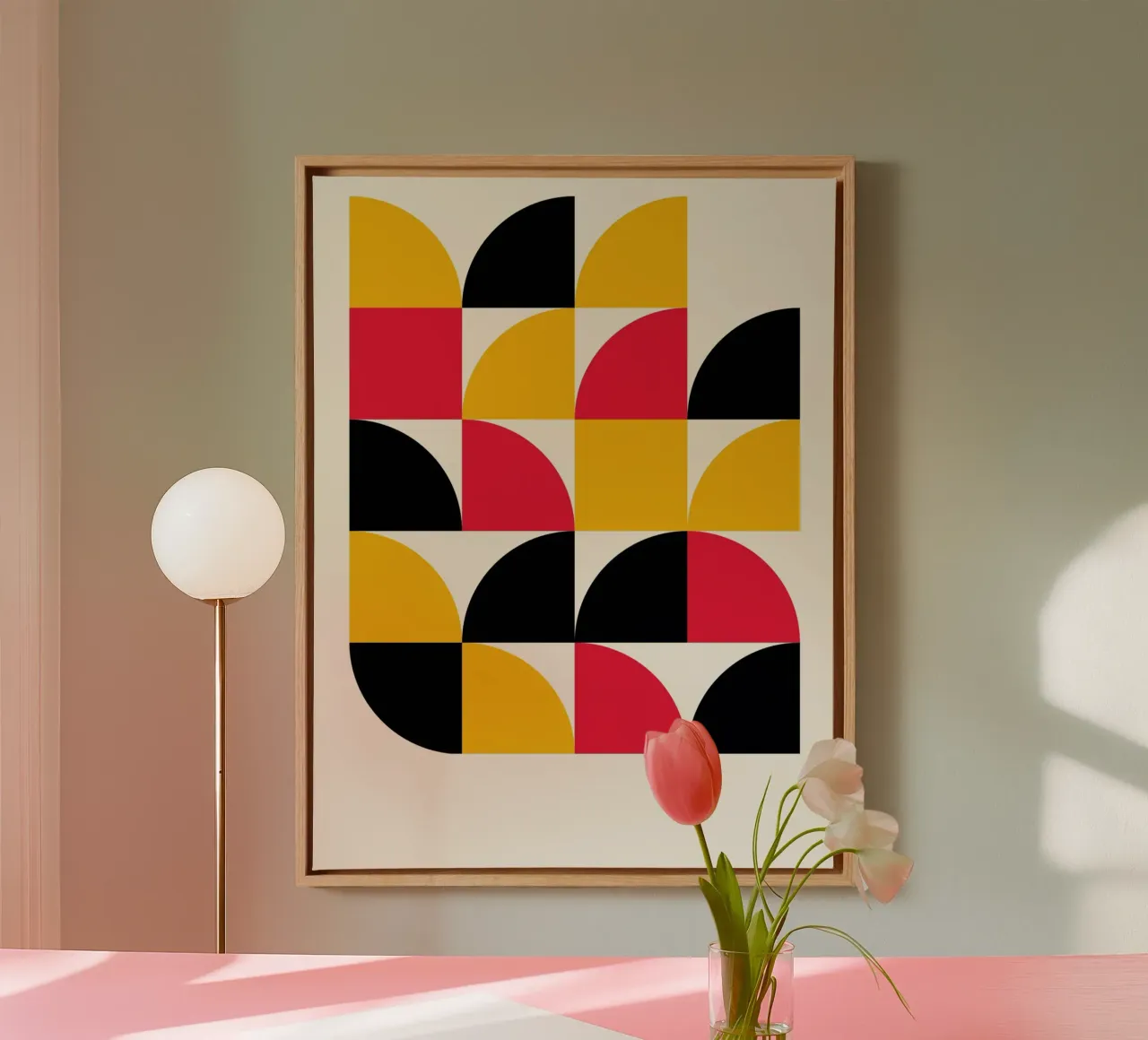 Retro Geometry Art - Red Yellow Black Print canvas by Studio Vibe
