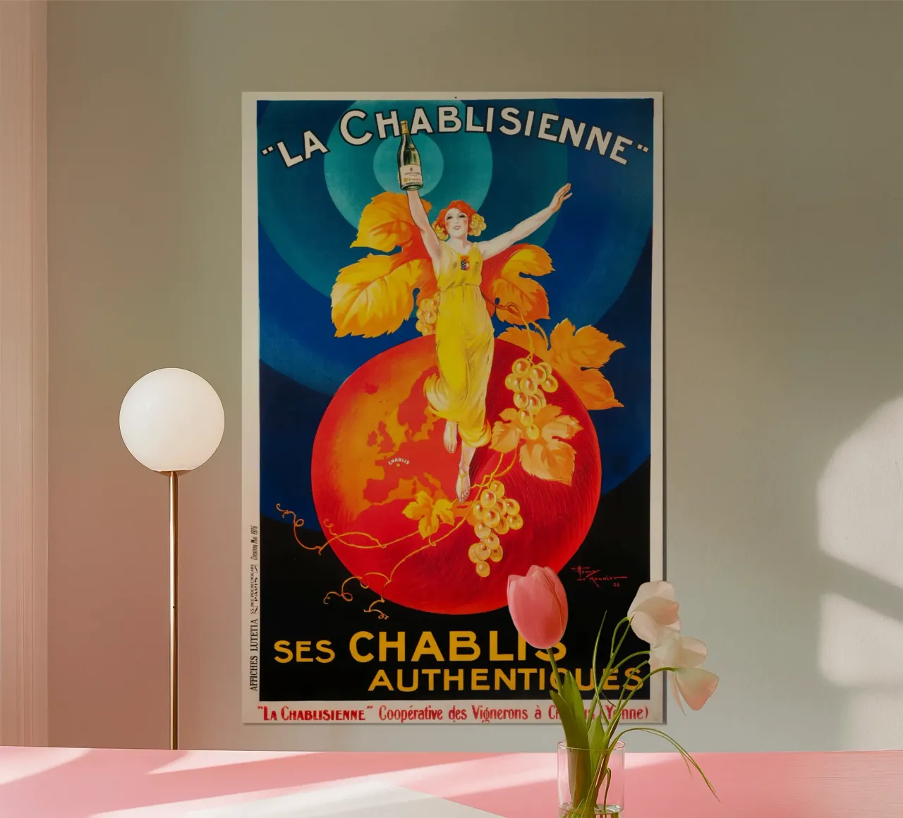 La Chablisienne Autentico Chablis poster con telaio in legno da Maya Elliott