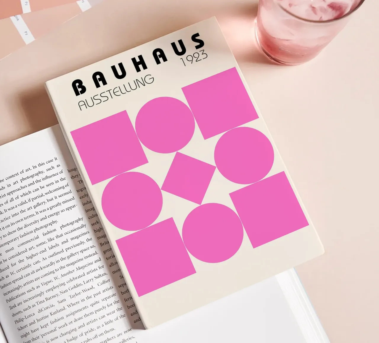 Bauhaus Exhibition 1923 - Pink Geometry Print notebook by Studio Vibe