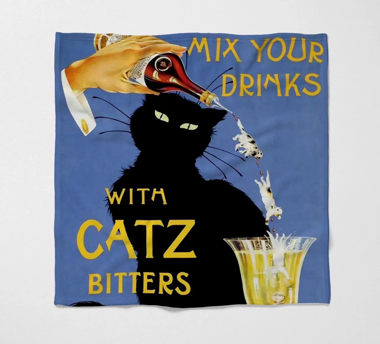 Mix Your Drinks with Catz Bitters fleece blanket by Maya Elliott