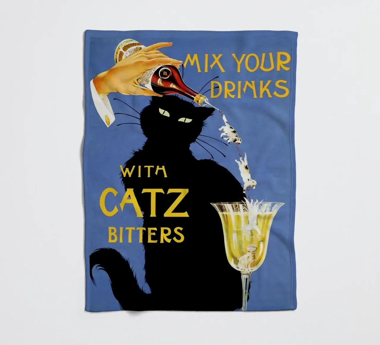 Mix Your Drinks with Catz Bitters fleece blanket by Maya Elliott