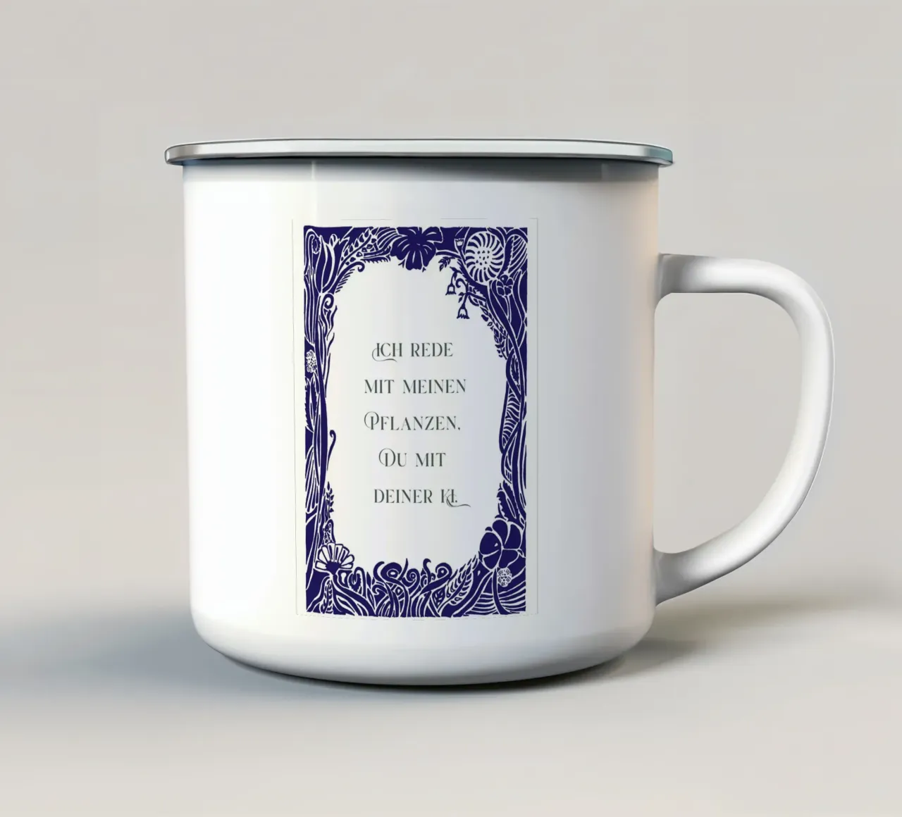 Io parlo con le mie piante, voi parlate con la vostra IA. tazza in smalto da PaperLine Art