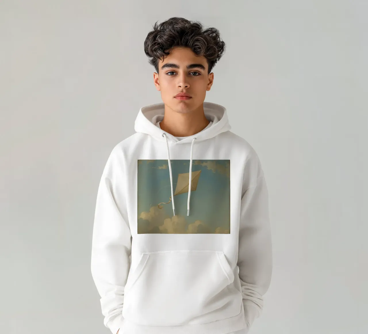 Un aquilone che vola alto danza tra le nuvole in un cielo azzurro e limpido felpa con cappuccio da DesignDoodle