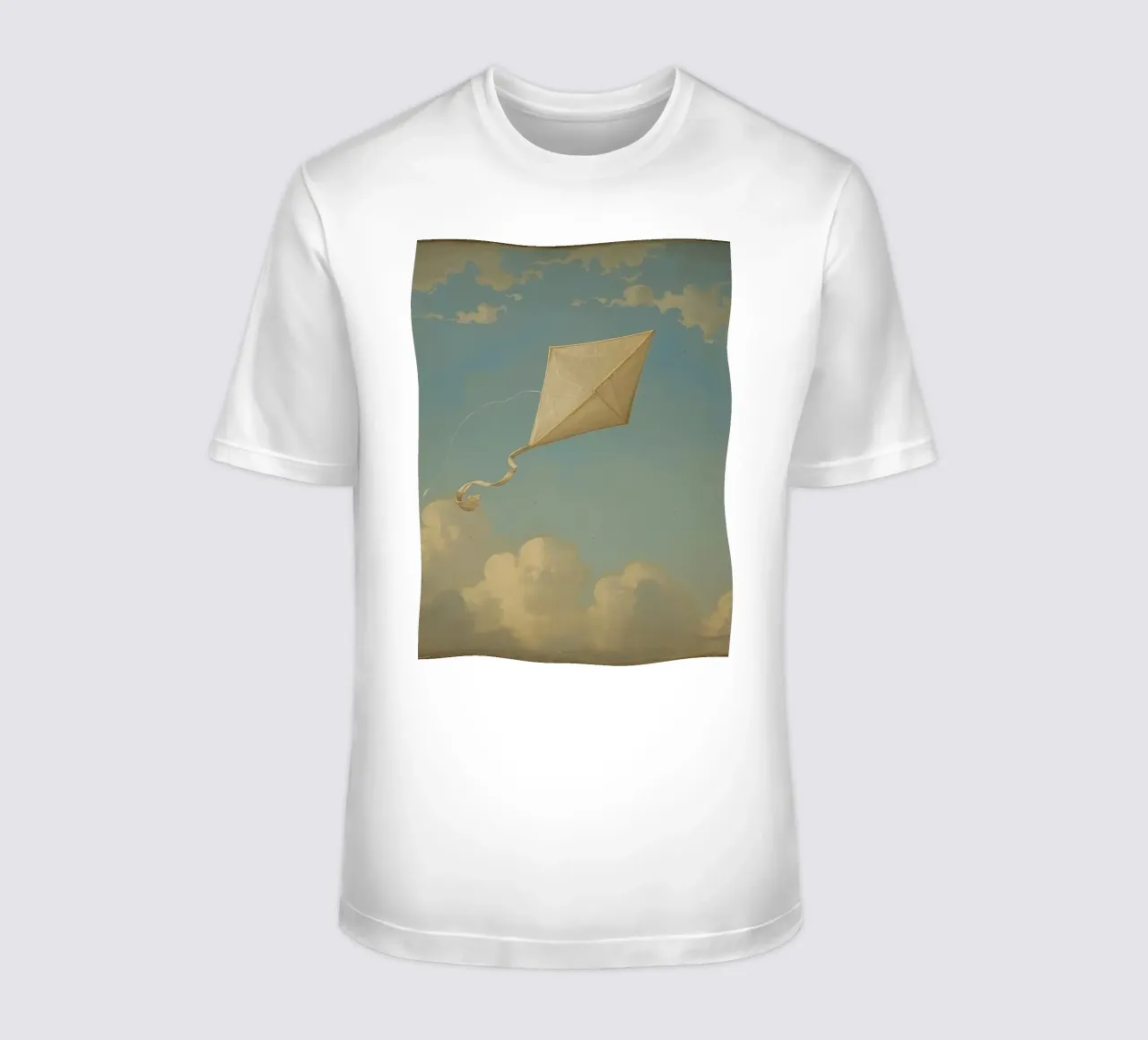 Un aquilone che vola alto danza tra le nuvole in un cielo azzurro e limpido t-shirt da DesignDoodle