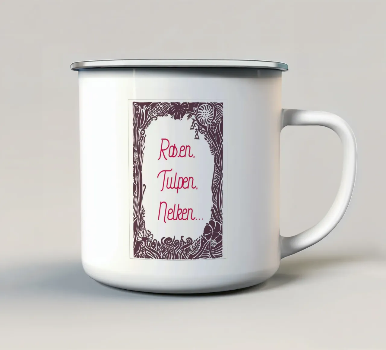 Rose, tulipani, garofani... tazza in smalto da PaperLine Art