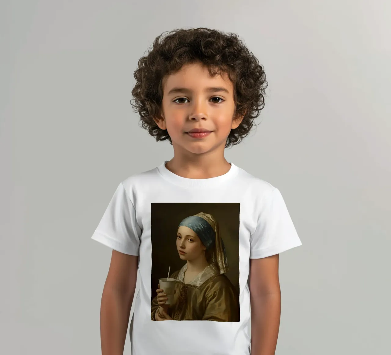 Giovane donna in abiti storici con in mano un drink t-shirt bambini da DesignDoodle