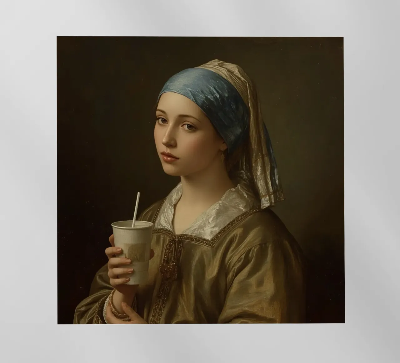 Giovane donna in abiti storici con in mano un drink pellicola backlit da DesignDoodle