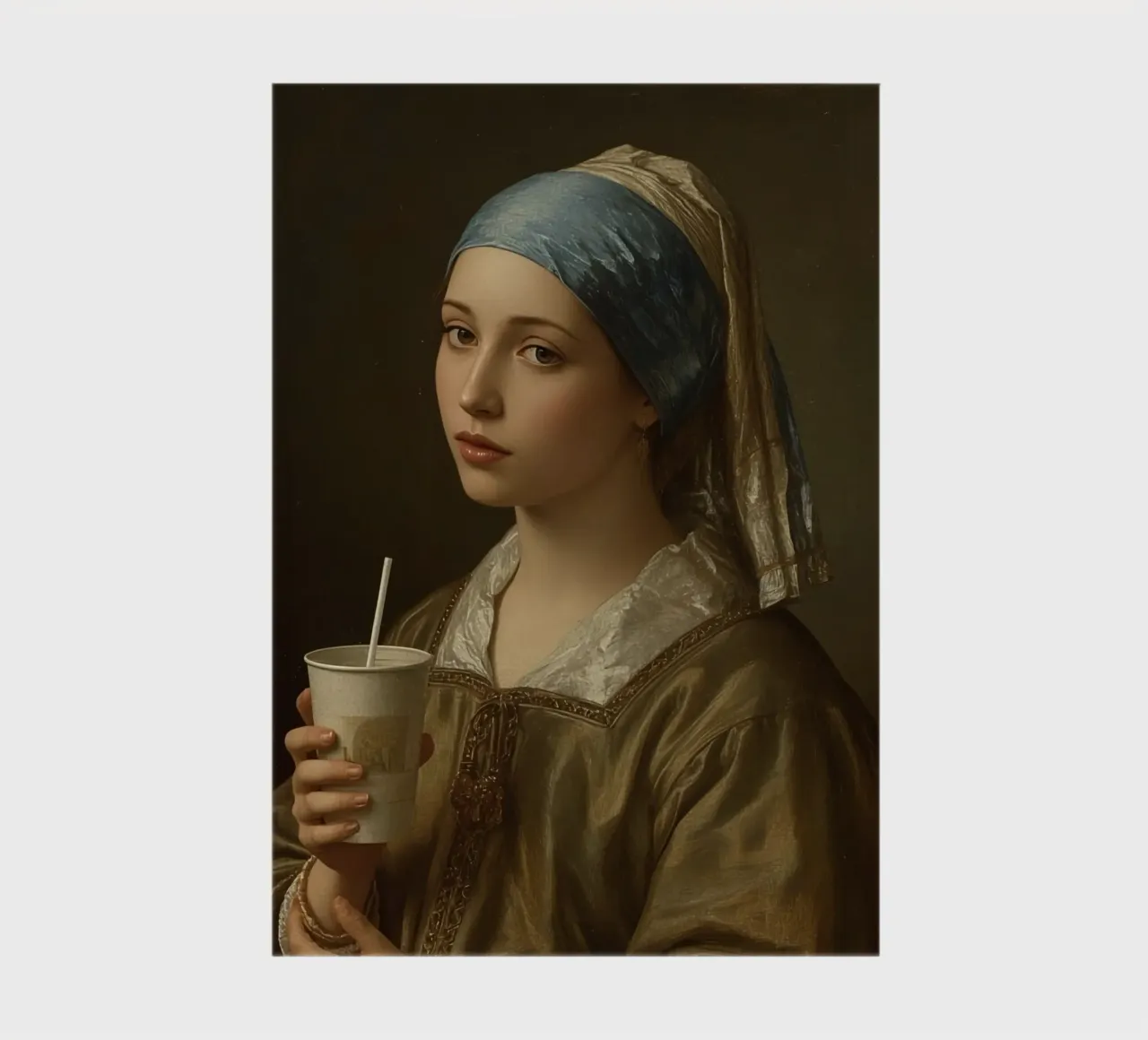 Giovane donna in abiti storici con in mano un drink diario da DesignDoodle