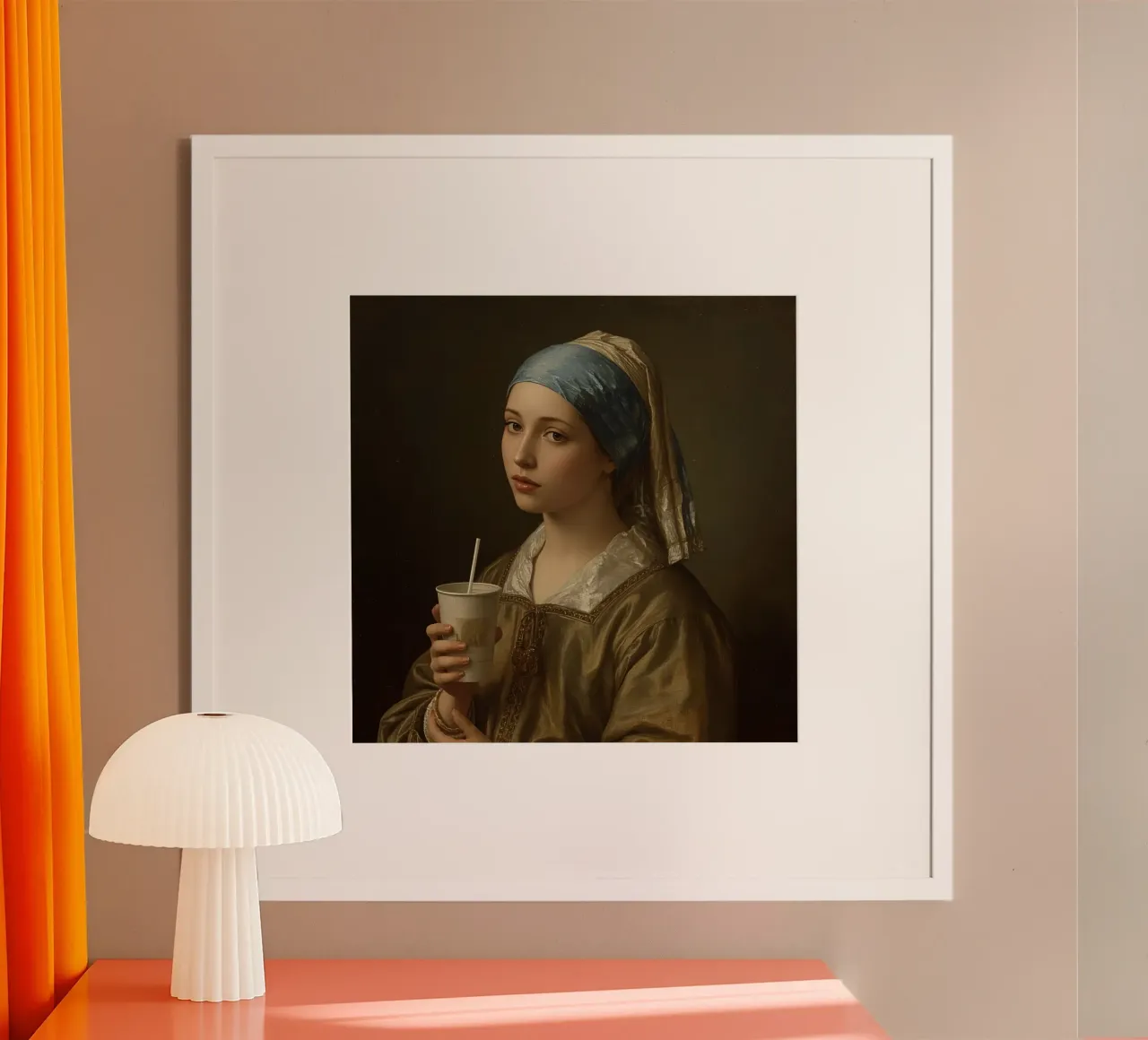 Jeune femme en tenue historique tenant un verre poster de DesignDoodle