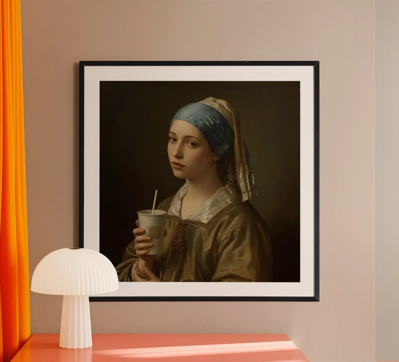 Jeune femme en tenue historique tenant un verre poster de DesignDoodle