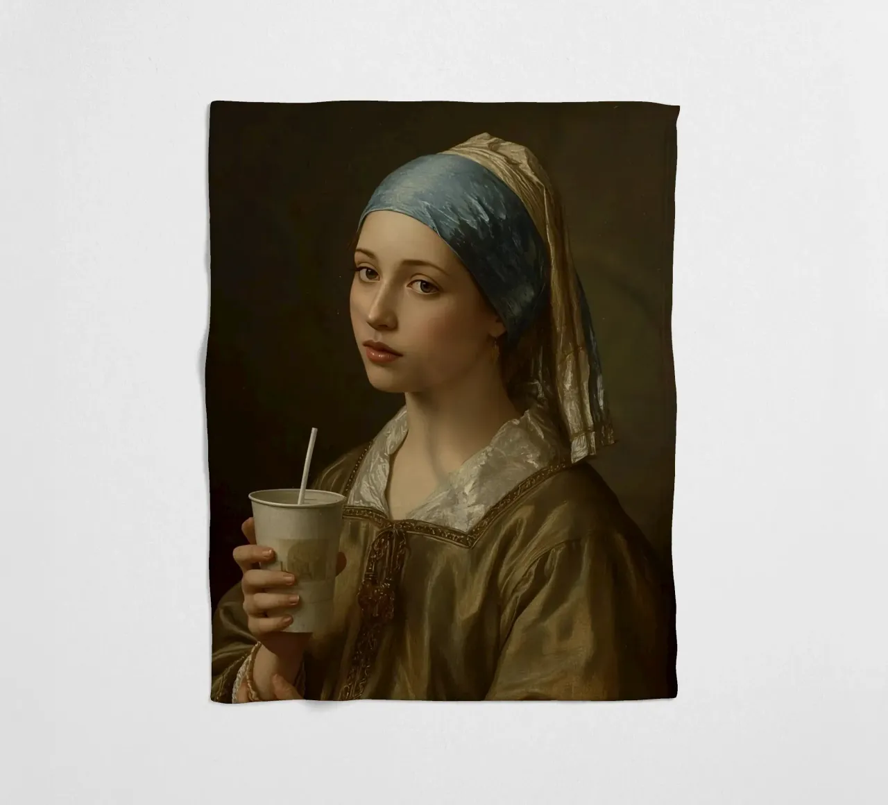 Giovane donna in abiti storici con in mano un drink coperta in pile da DesignDoodle