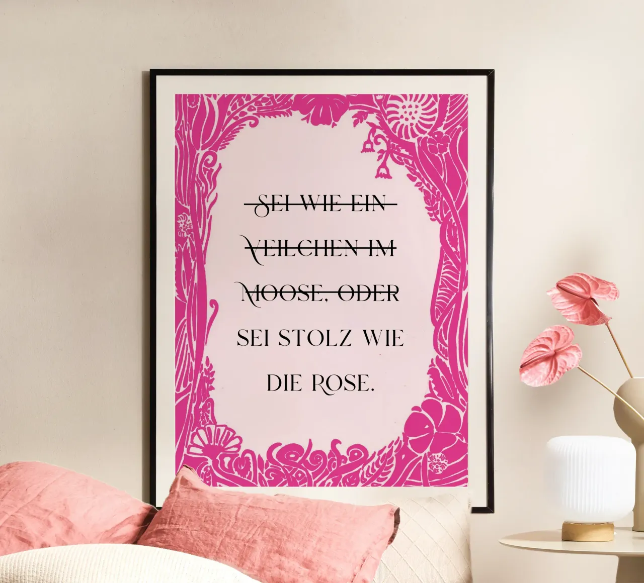 Siate orgogliosi come la rosa poster con telaio in plastica da PaperLine Art
