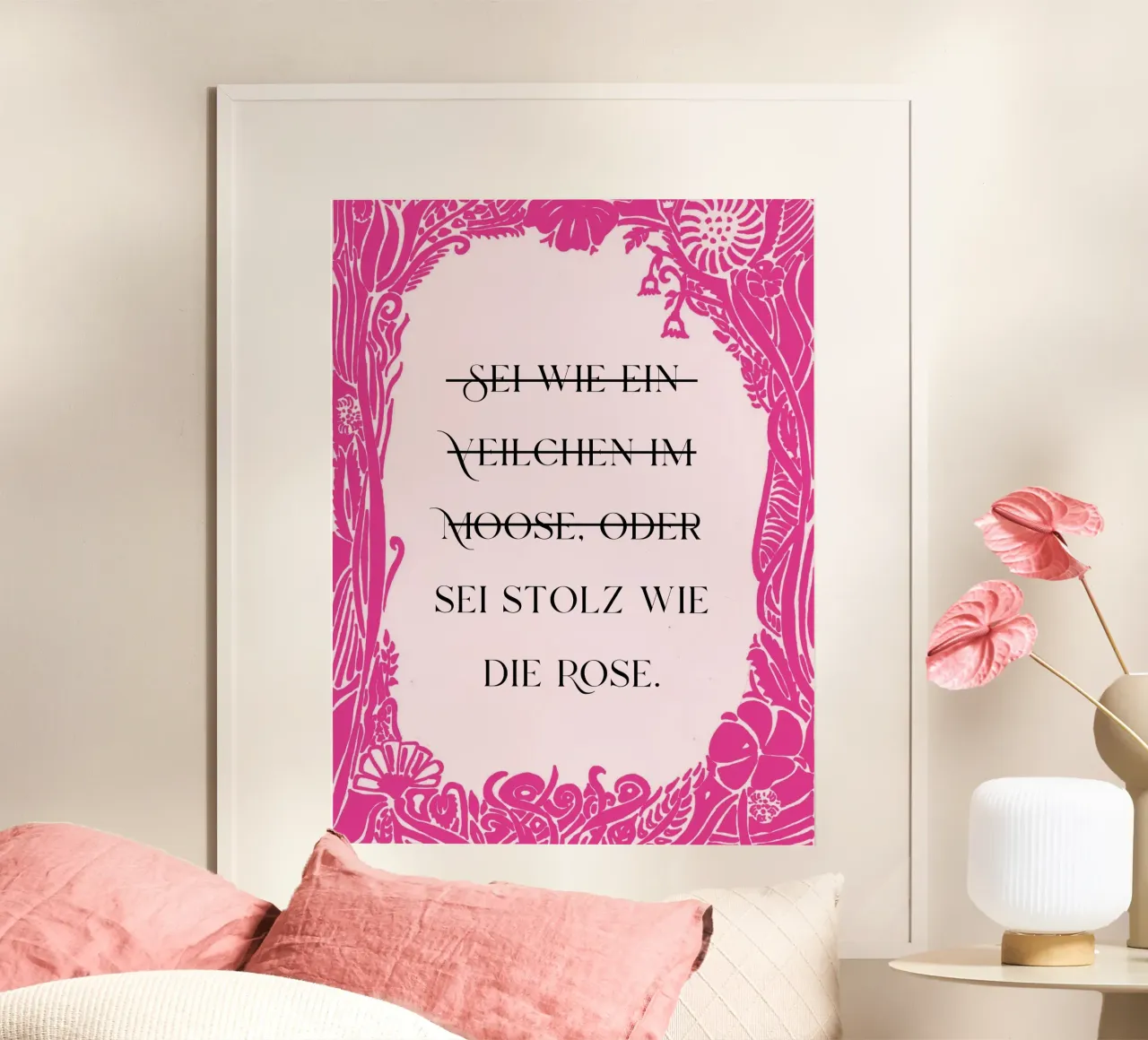 Siate orgogliosi come la rosa poster con telaio in plastica da PaperLine Art