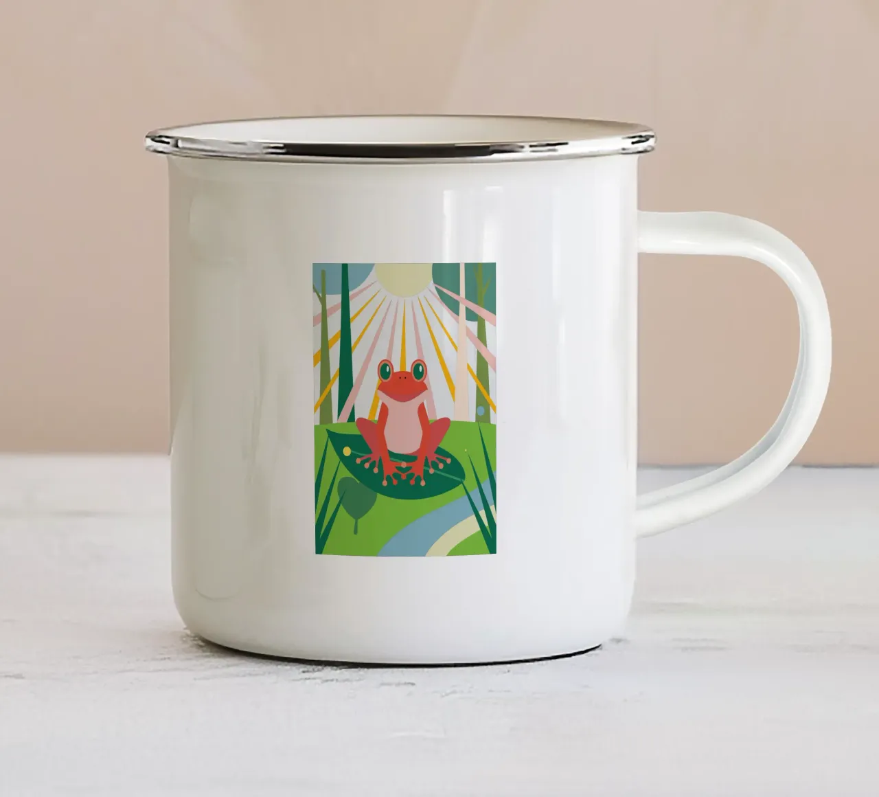 Rana sulla foglia tazza in smalto da CUTE ANIMALS