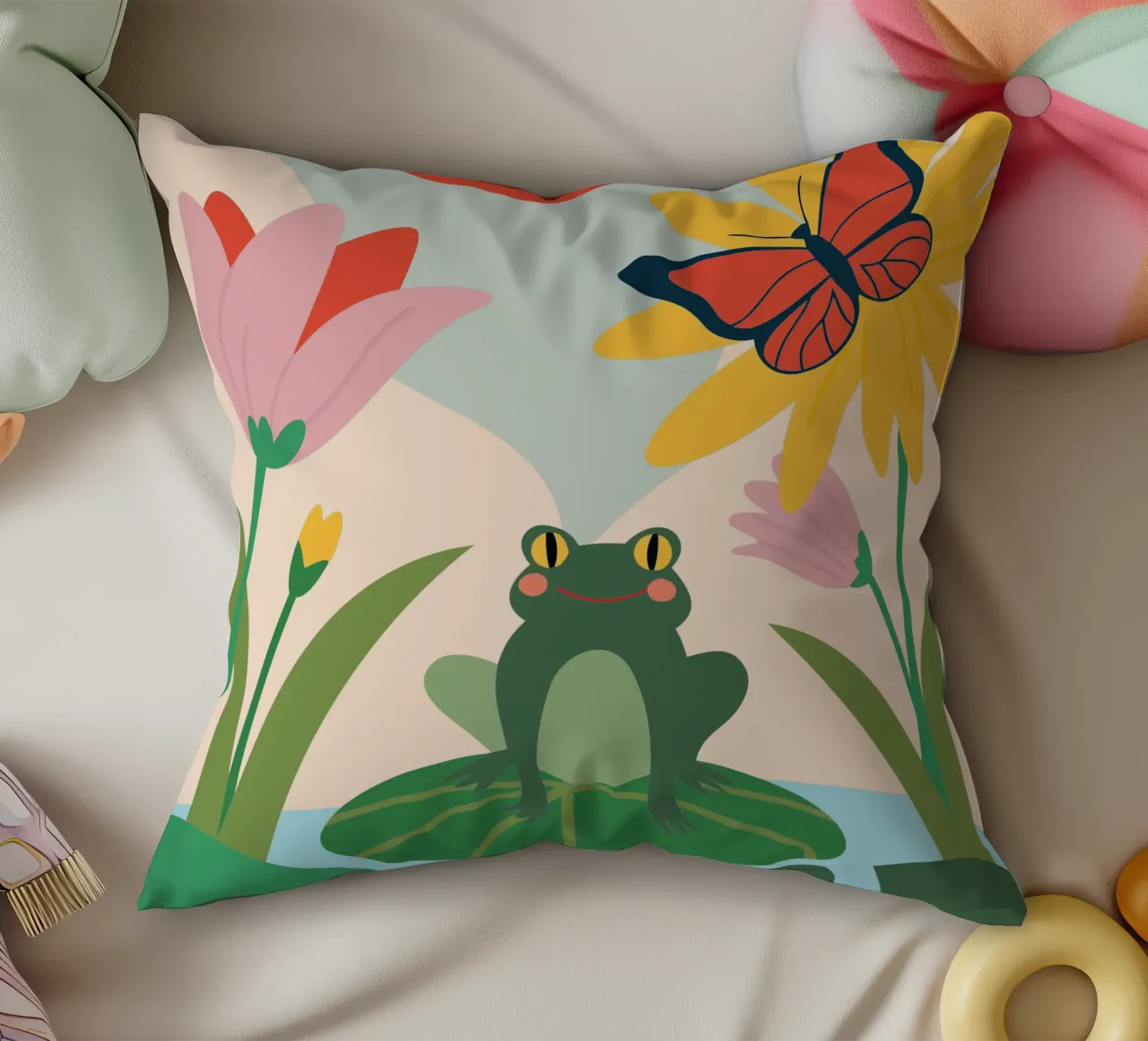 Rana e farfalla cuscino da CUTE ANIMALS