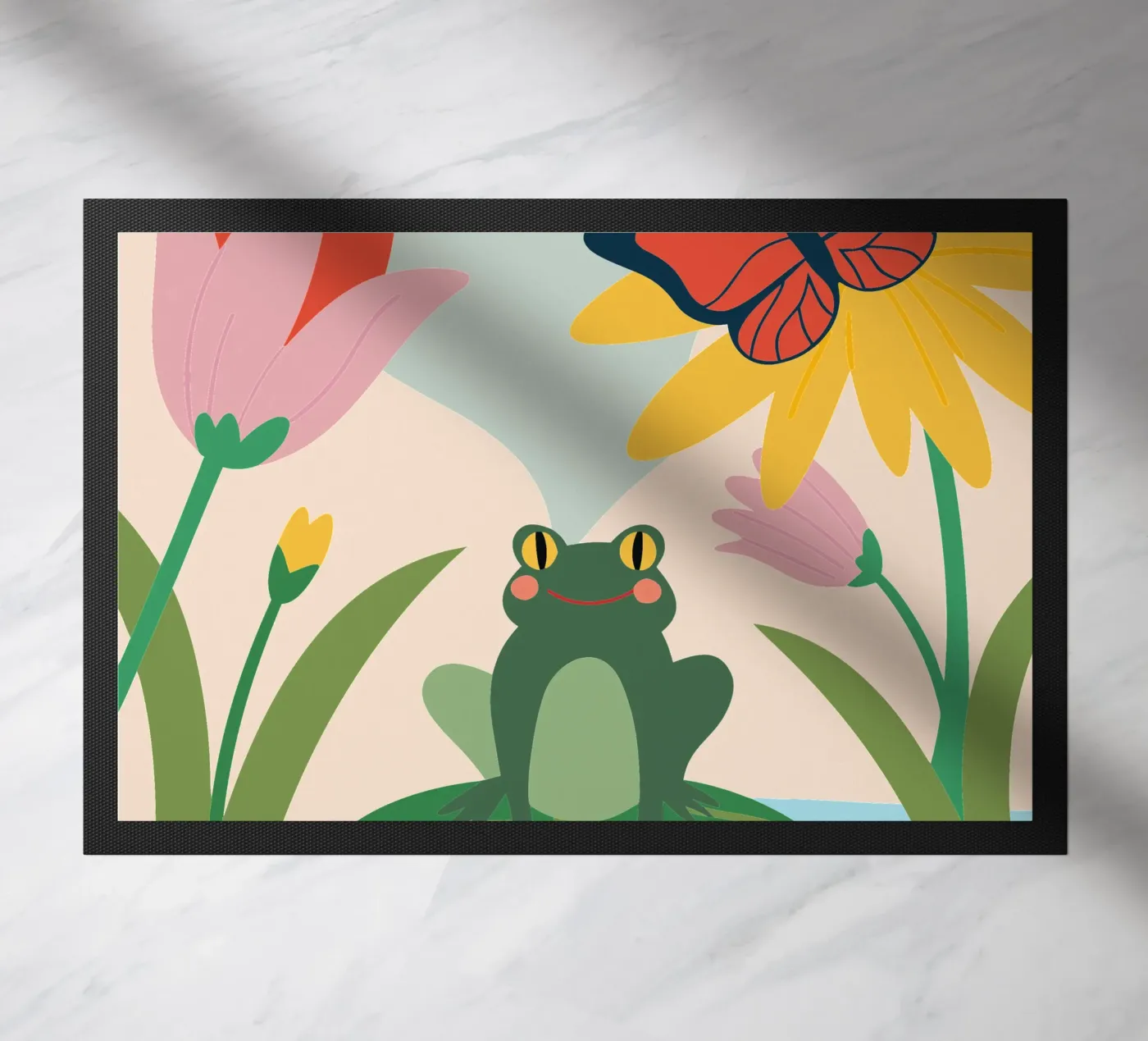 Frog and Butterfly doormat by CUTE ANIMALS