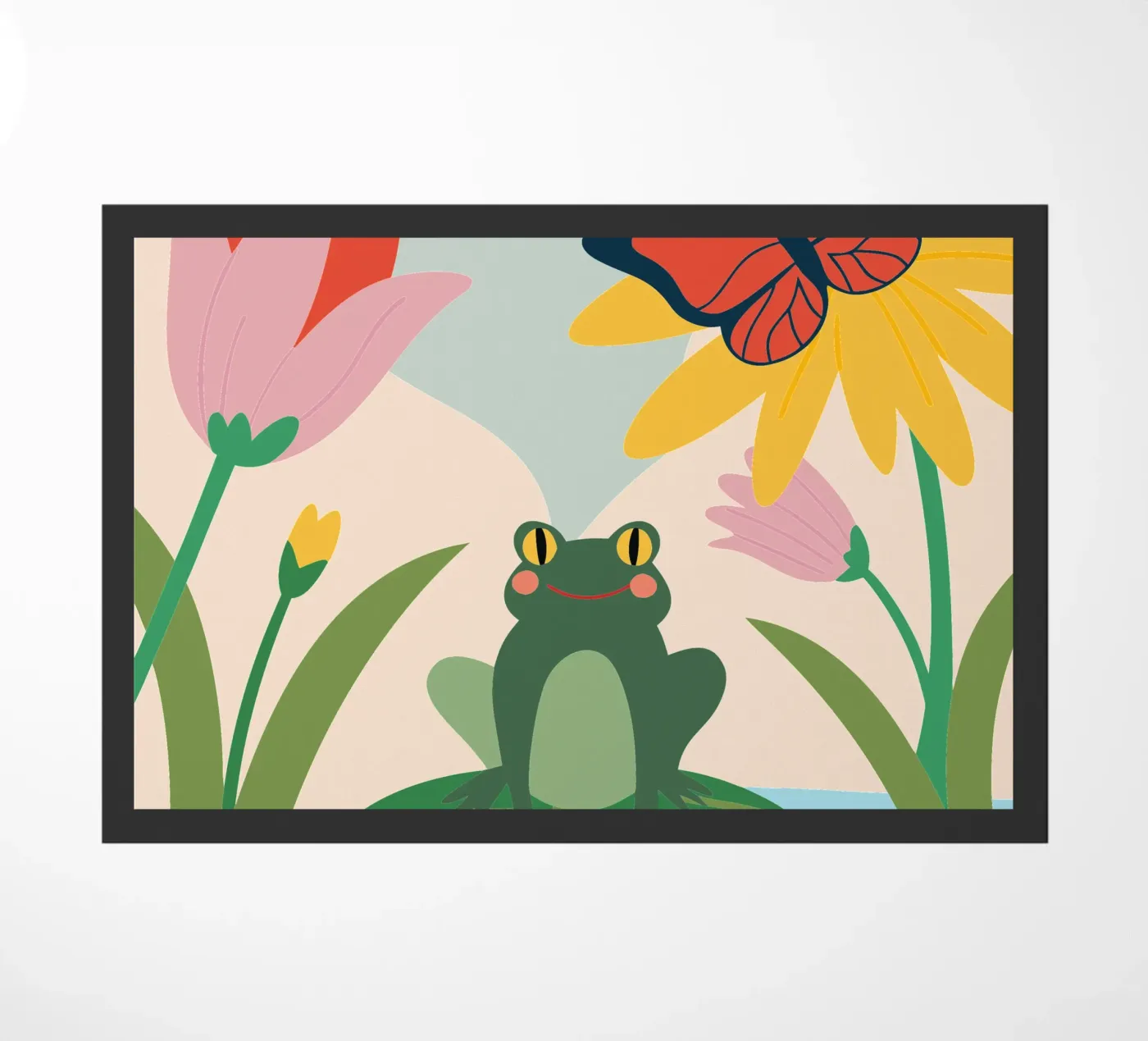 Frog and Butterfly doormat by CUTE ANIMALS