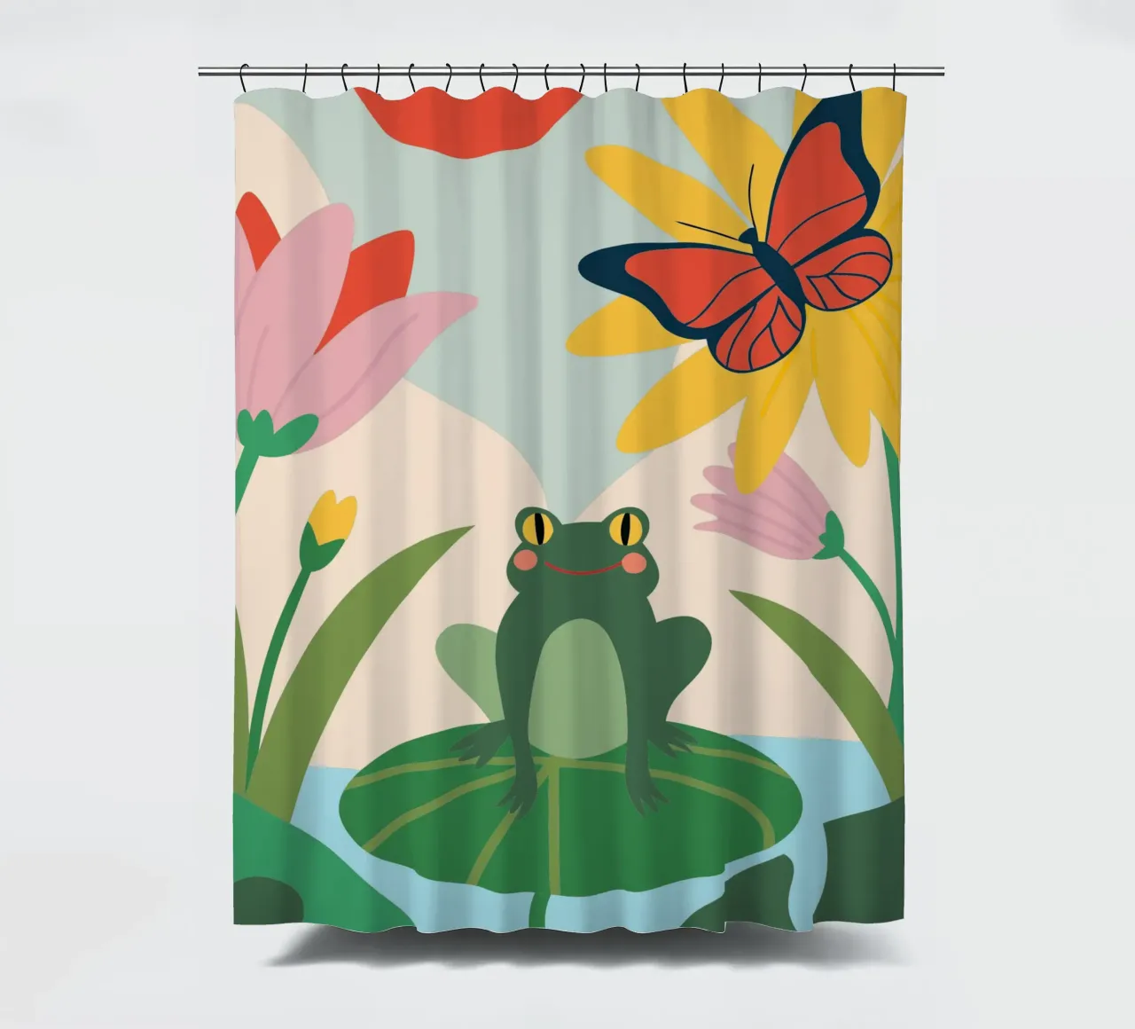Rana e farfalla tenda da doccia da CUTE ANIMALS