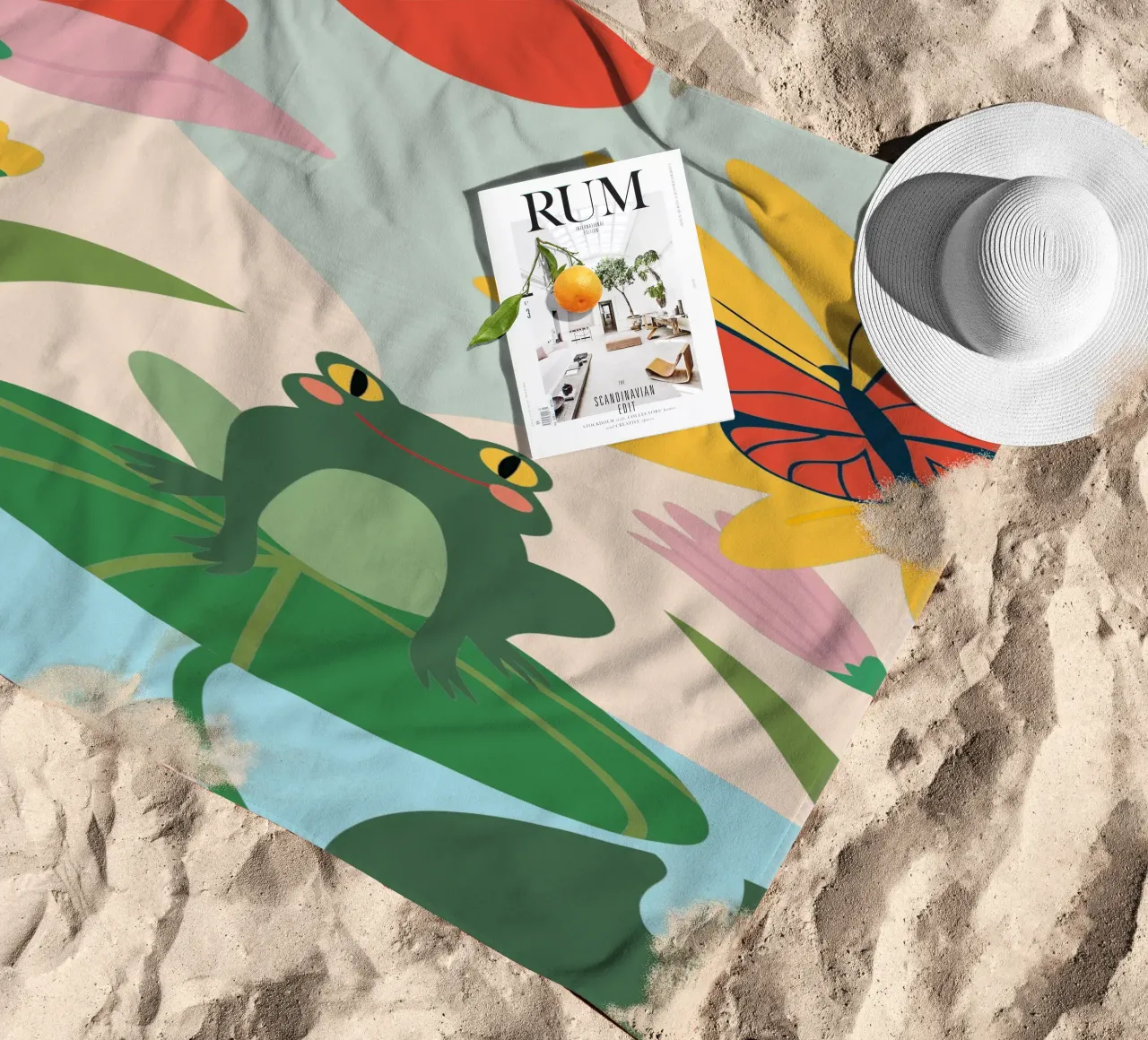 Rana e farfalla telo mare da CUTE ANIMALS