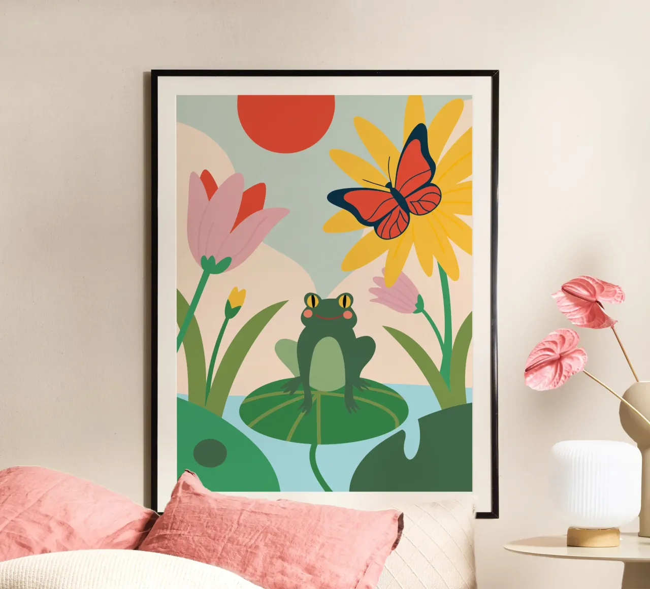 Rana e farfalla poster da CUTE ANIMALS