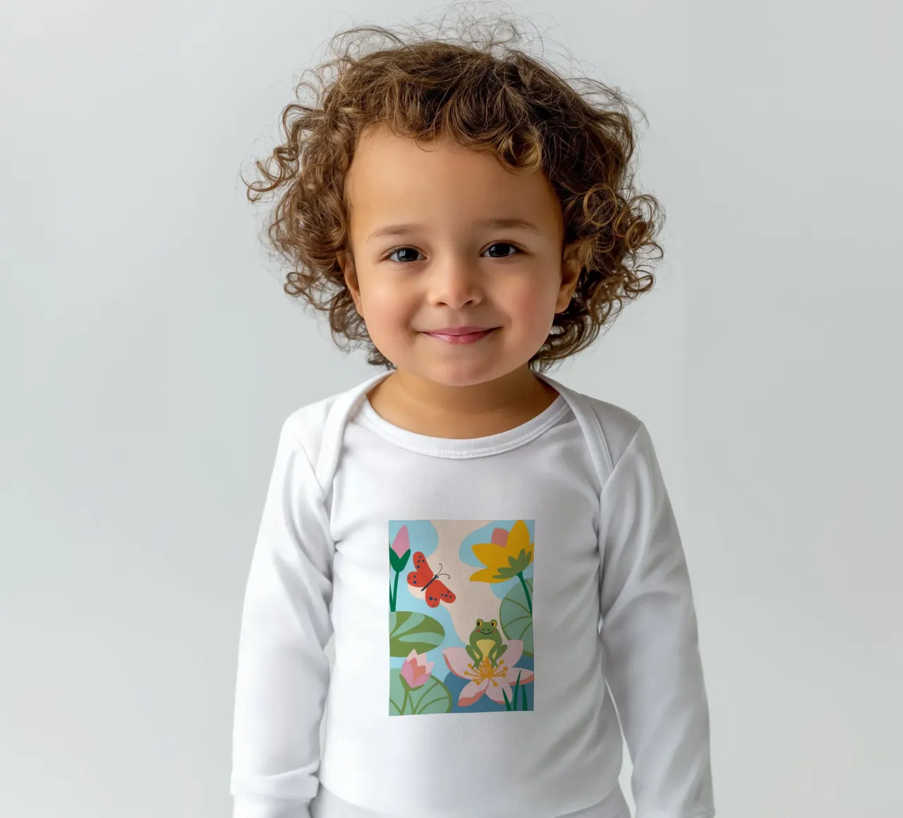 Frog and Butterfly long-sleeve baby romper by CUTE ANIMALS