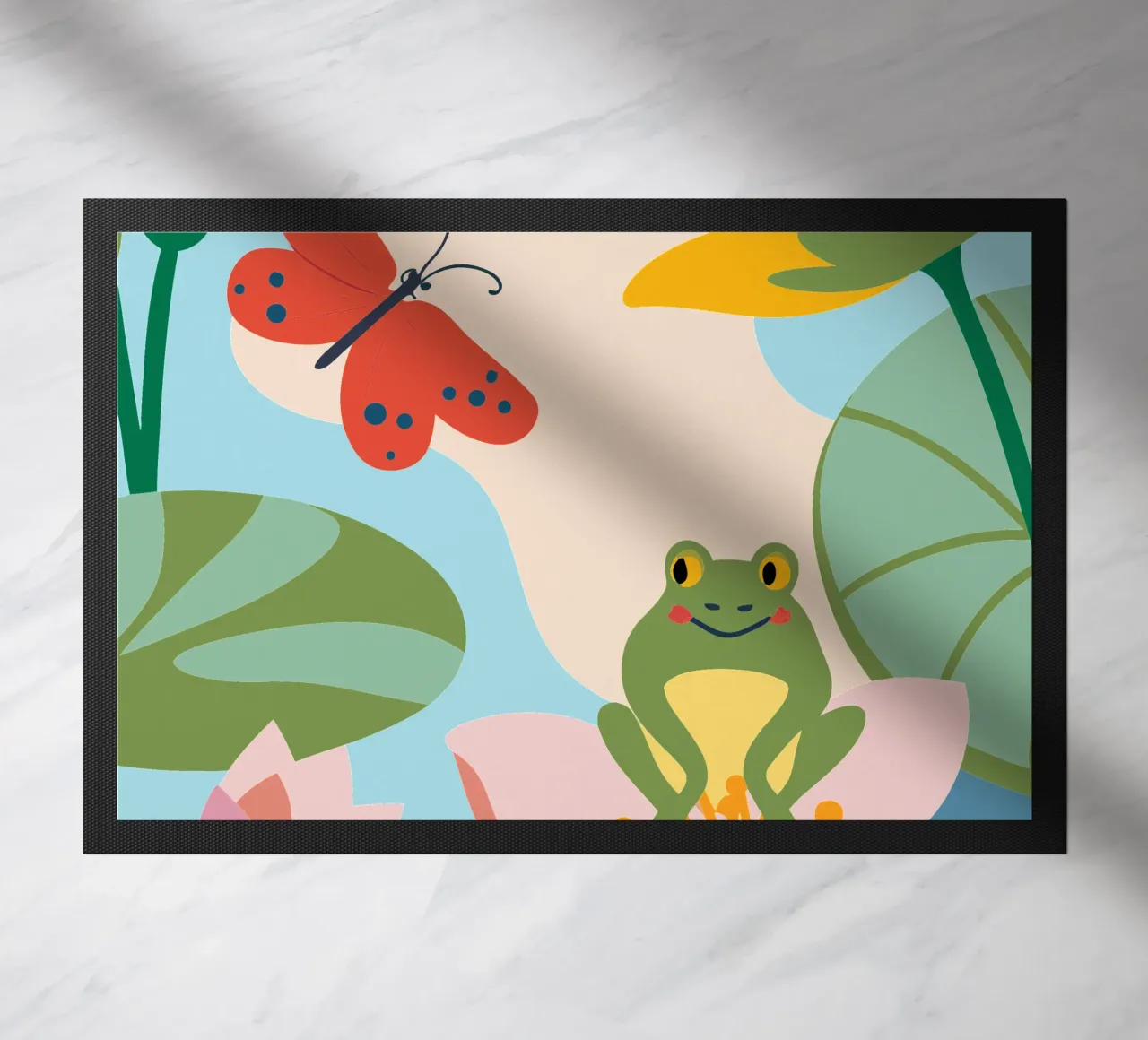 Rana e farfalla zerbino da CUTE ANIMALS