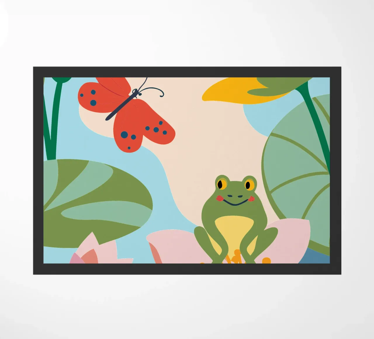 Rana e farfalla zerbino da CUTE ANIMALS