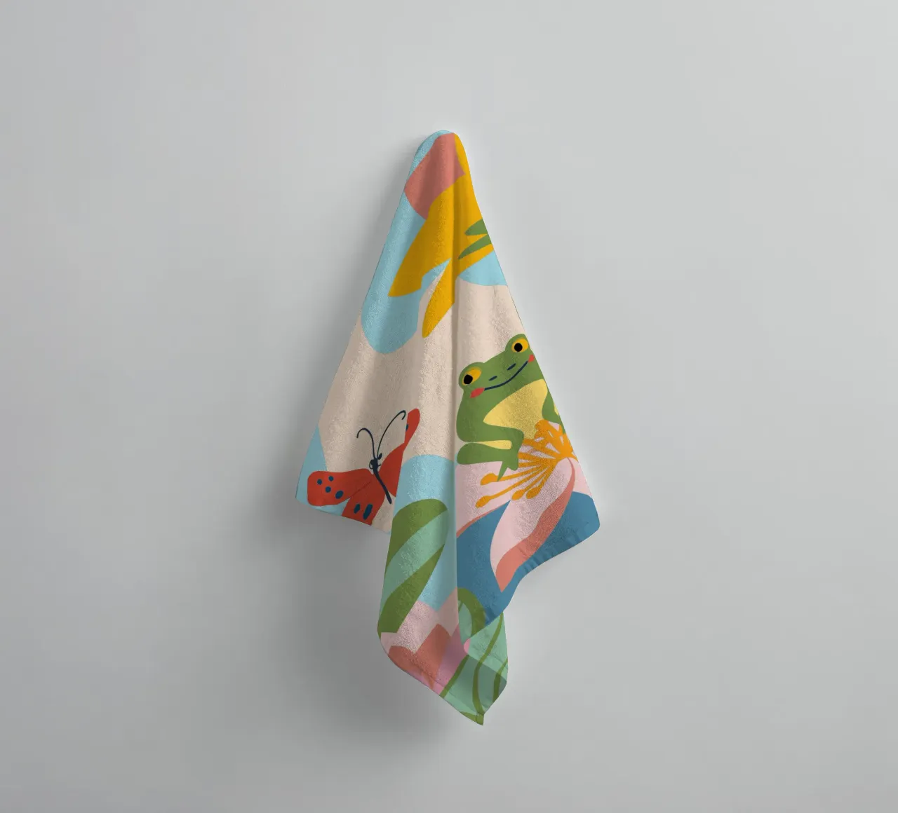 Frog and Butterfly towel by CUTE ANIMALS