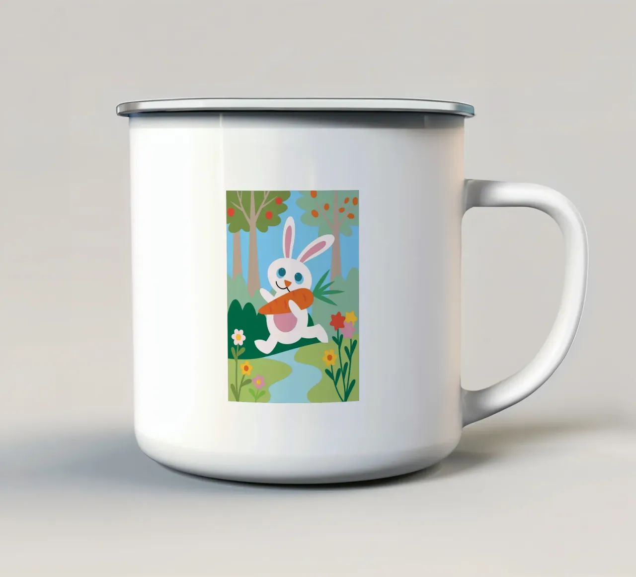 Coniglio che porta una carota tazza in smalto da CUTE ANIMALS