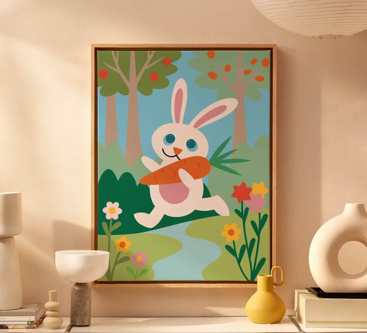 Rabbit Carrying a Carrot canvas with Floater frame by CUTE ANIMALS